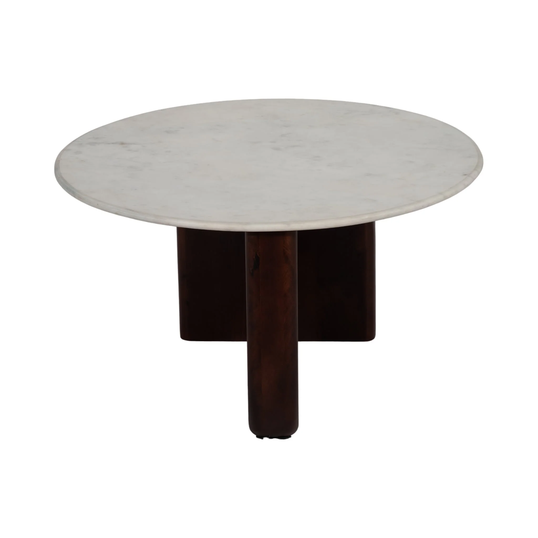 Marble/wood, 30"dx17"h Round Cffee Tbl,wlnt/wht Kd - Image 3