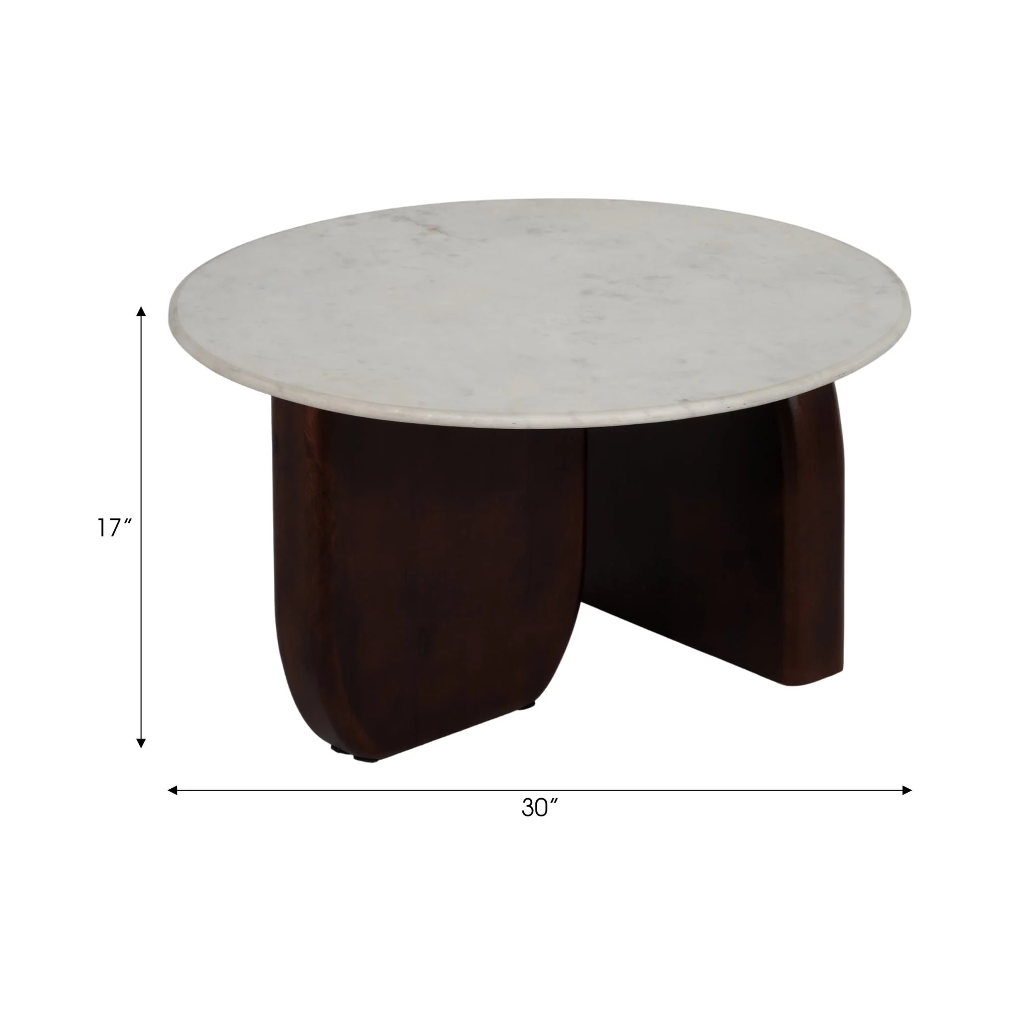 Marble/wood, 30"dx17"h Round Cffee Tbl,wlnt/wht Kd - Image 7