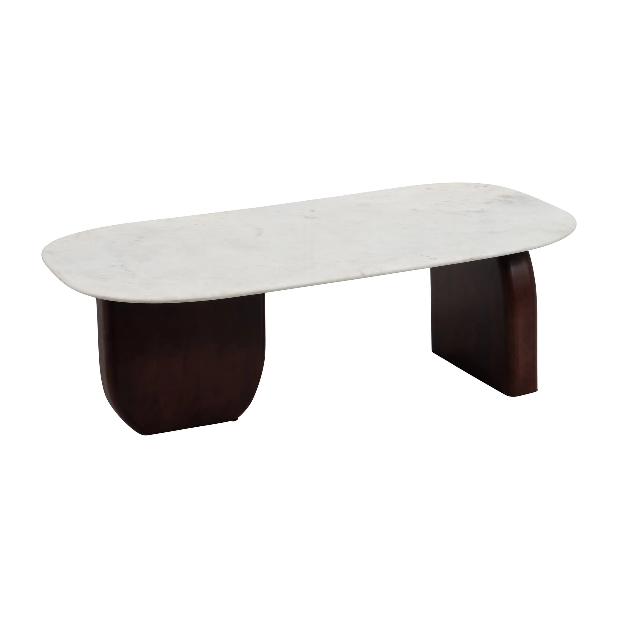 Marble/wood, 48"dx16"h Coffee Tbl, Wlnt/wht Kd - Image 2
