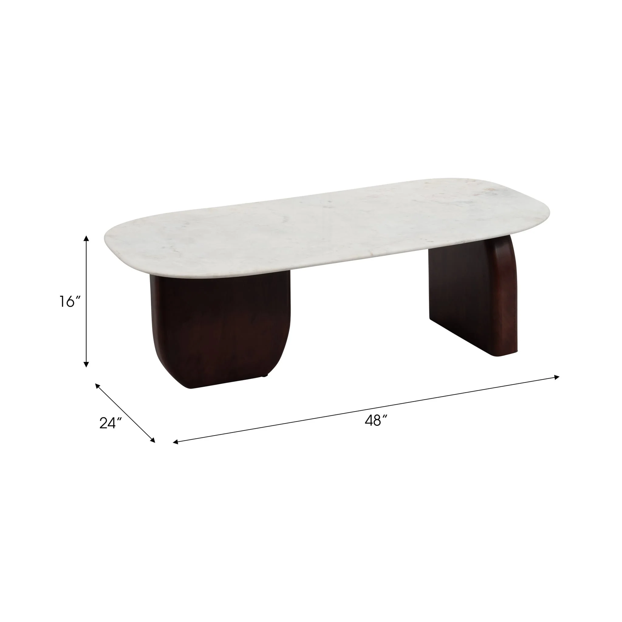 Marble/wood, 48"dx16"h Coffee Tbl, Wlnt/wht Kd - Image 7