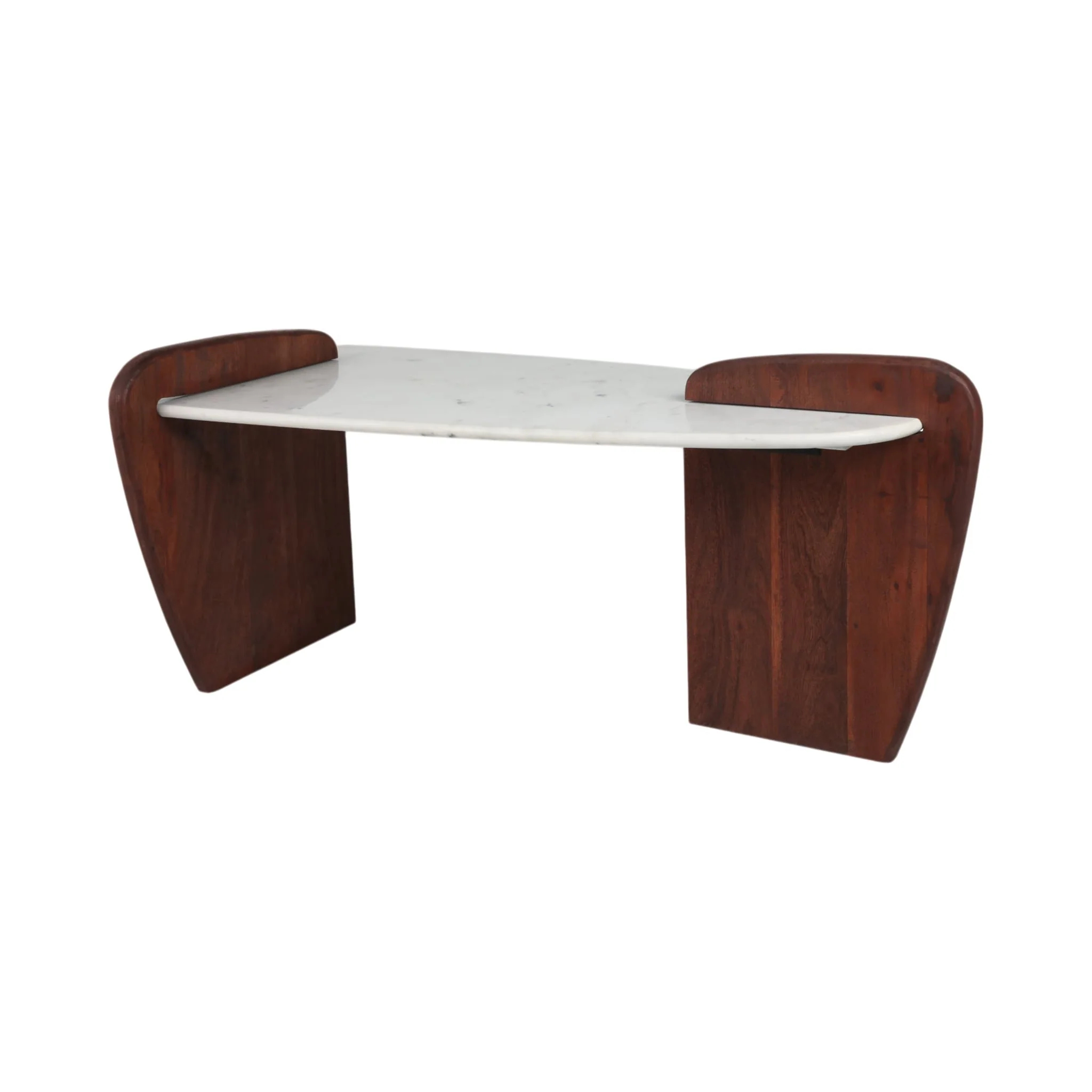 Marble/wood, 53" Modern Coffee Table, White Kd, 2b - Image 2