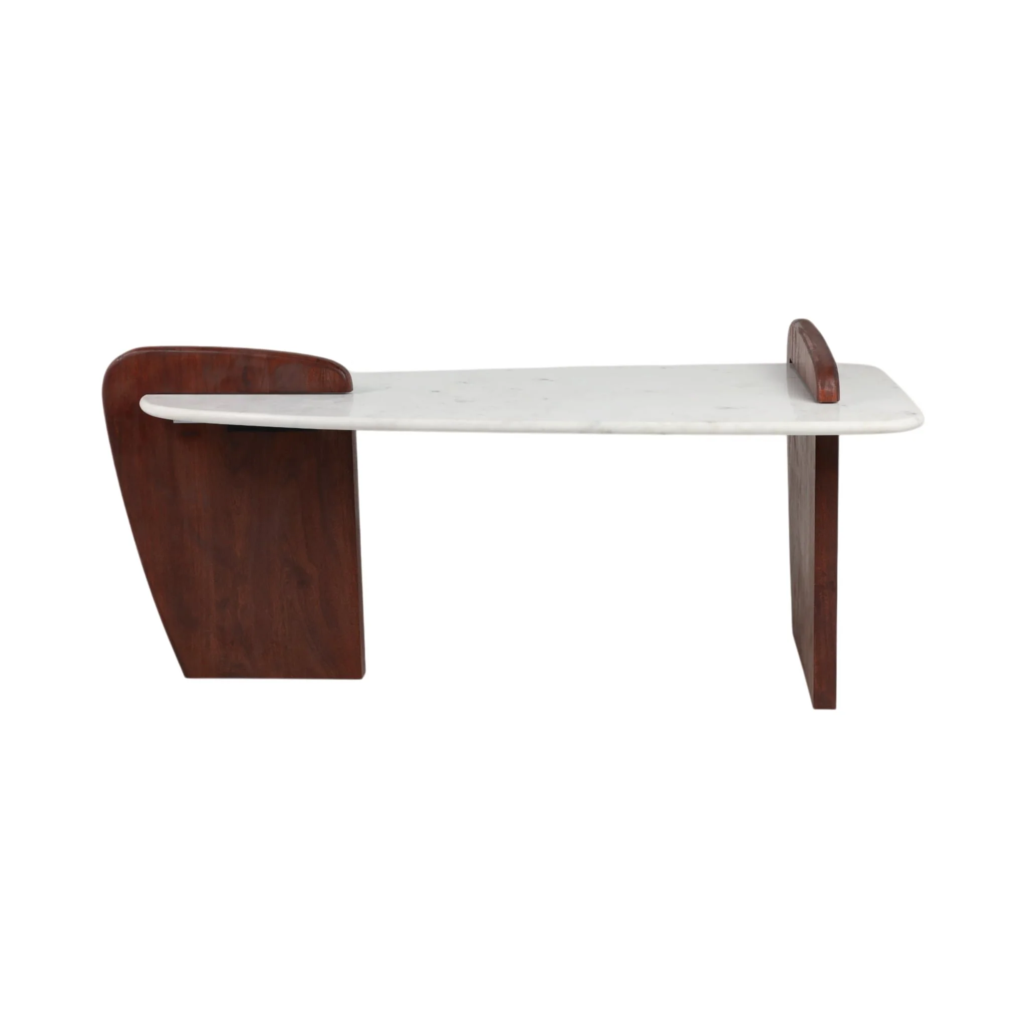 Marble/wood, 53" Modern Coffee Table, White Kd, 2b - Image 4