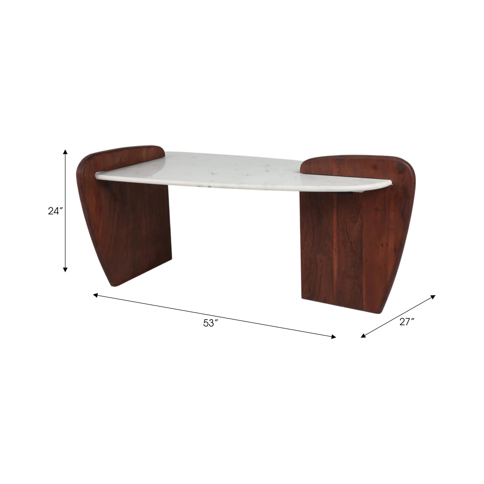 Marble/wood, 53" Modern Coffee Table, White Kd, 2b - Image 8