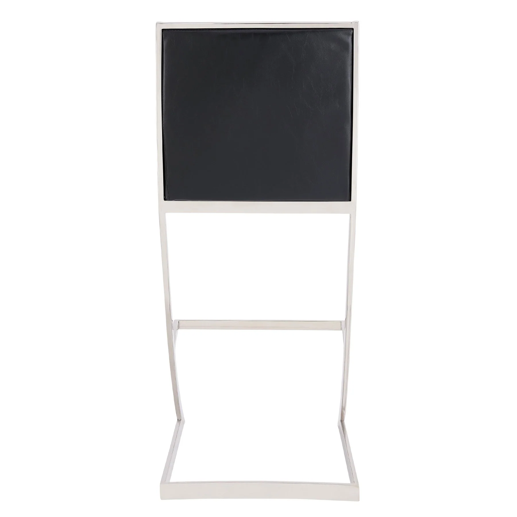 Marc 26" Vintage Black Faux Leather and Brushed Stainless Steel Bar Stool - Image 4