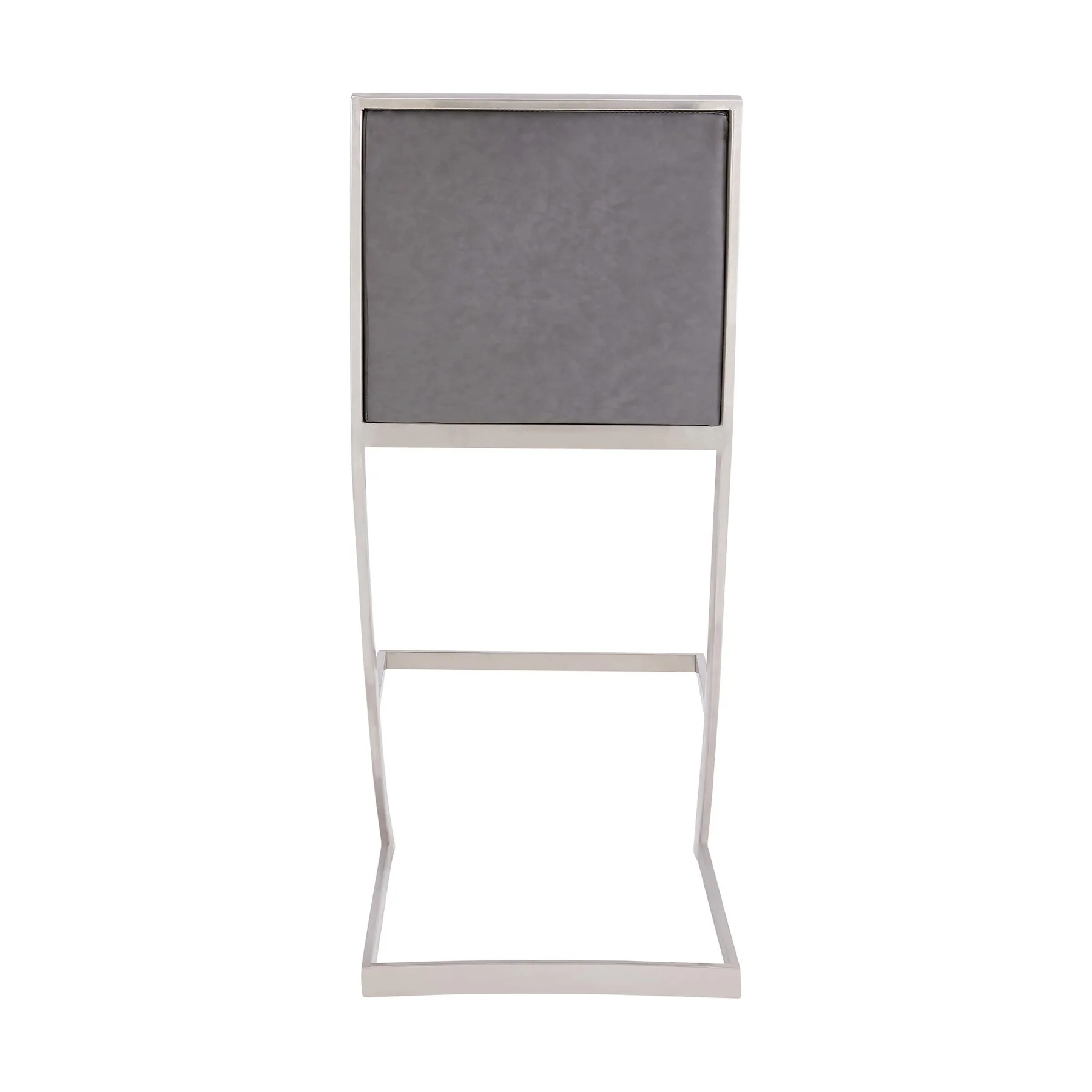 Marc 26" Vintage Gray Faux Leather and Brushed Stainless Steel Bar Stool - Image 4