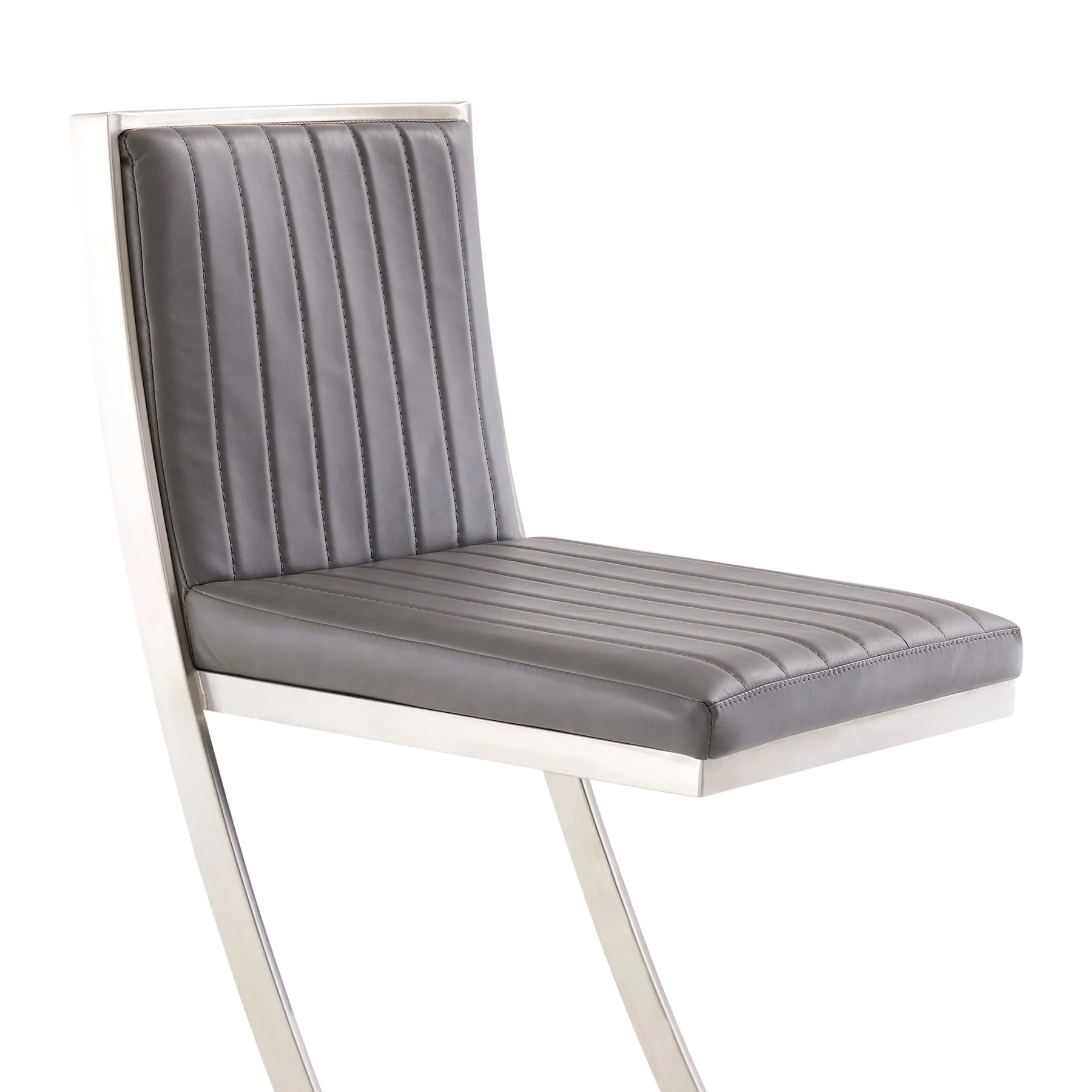 Marc 30" Vintage Gray Faux Leather and Brushed Stainless Steel Bar Stool - Image 5