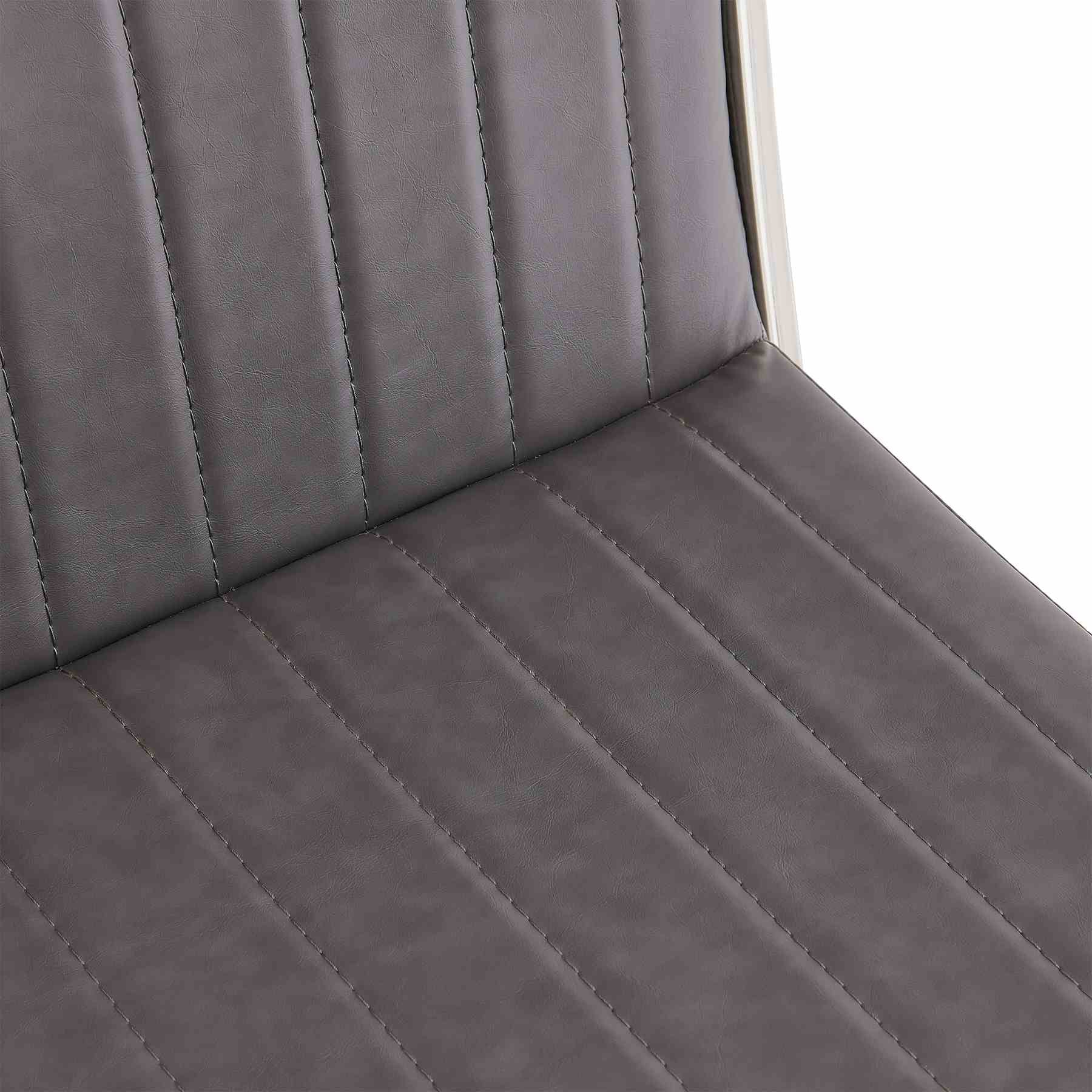Marc 30" Vintage Gray Faux Leather and Brushed Stainless Steel Bar Stool - Image 7