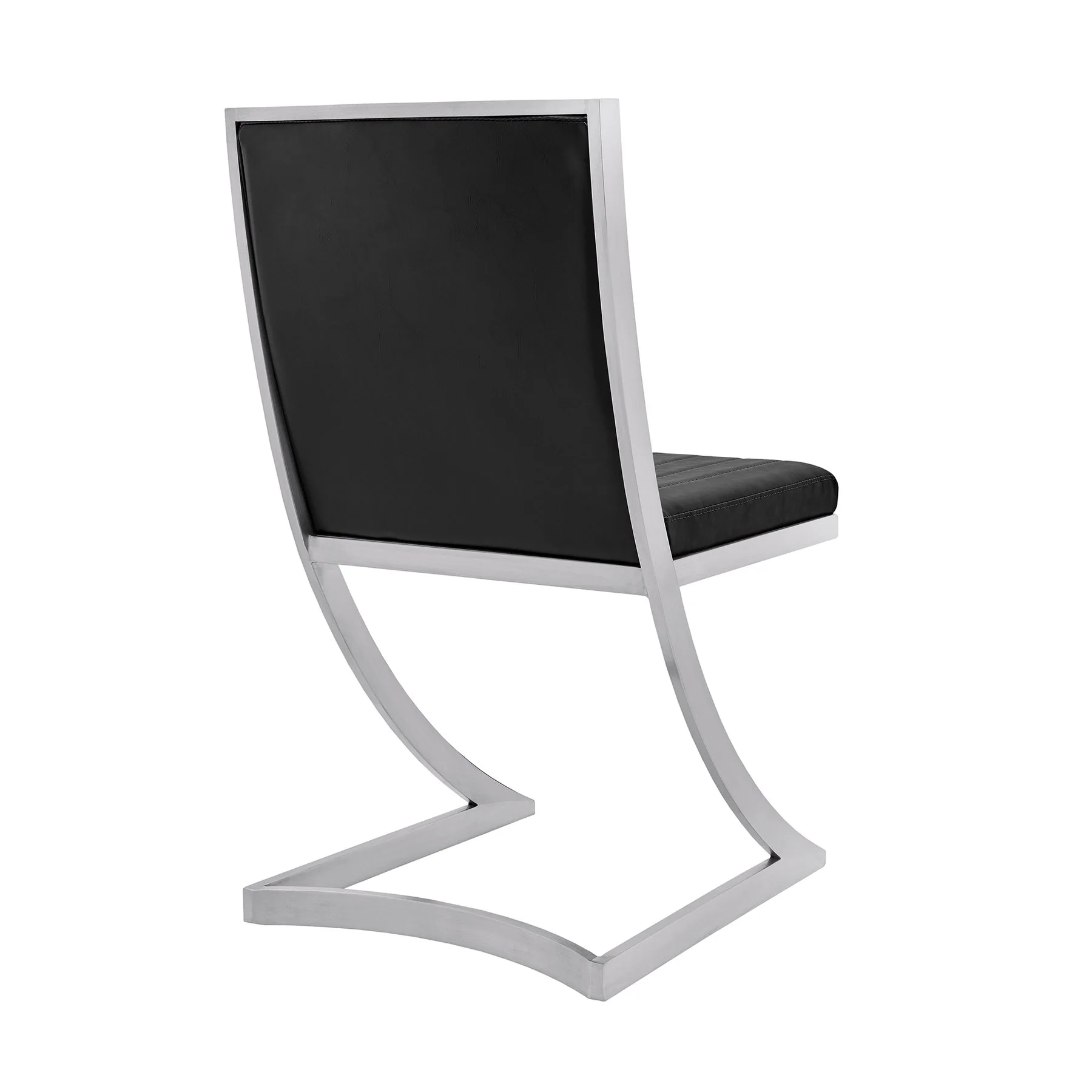 Marc Vintage Black Faux Leather and Brushed Stainless Steel Dining Room Chairs - Set of 2 - Image 3