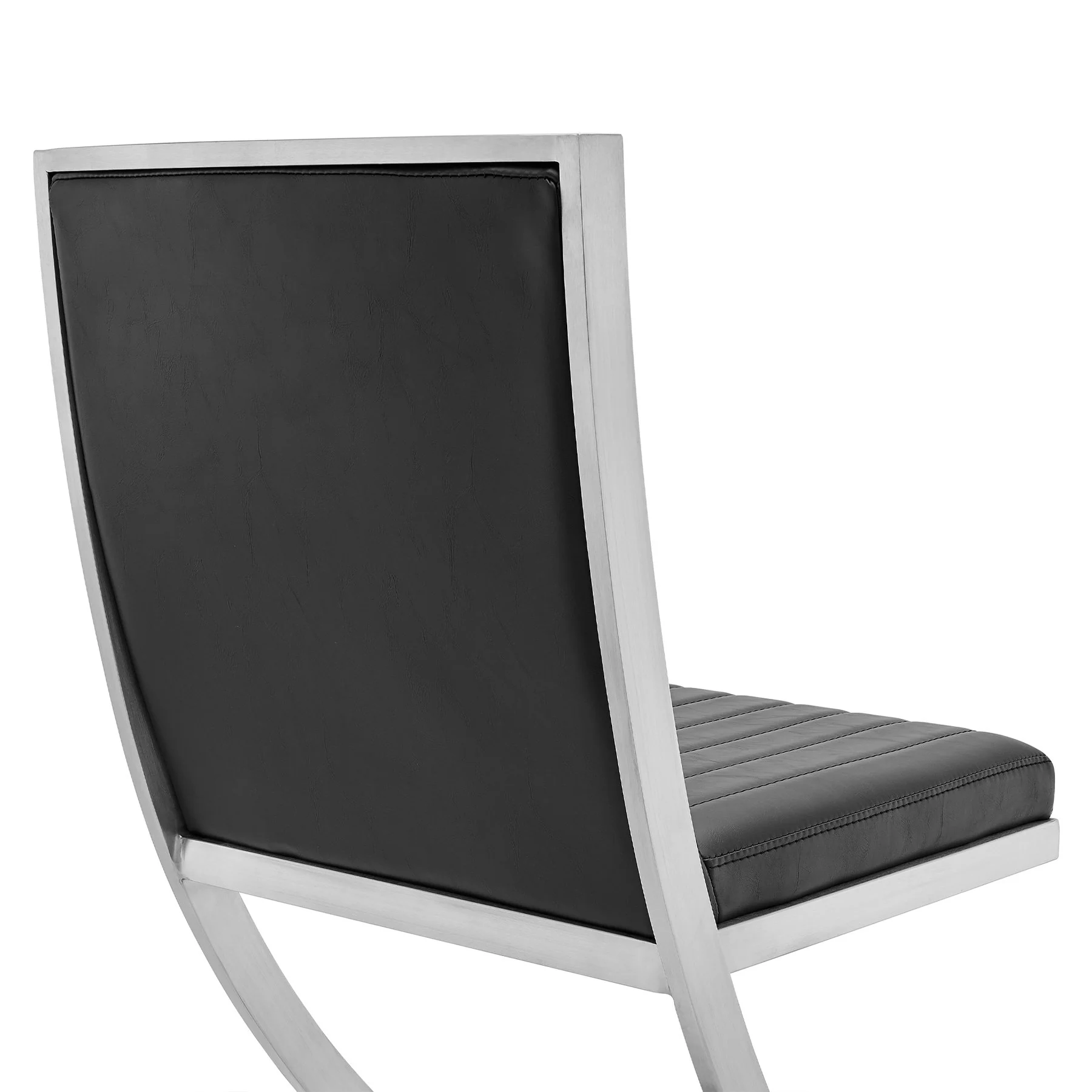 Marc Vintage Black Faux Leather and Brushed Stainless Steel Dining Room Chairs - Set of 2 - Image 6