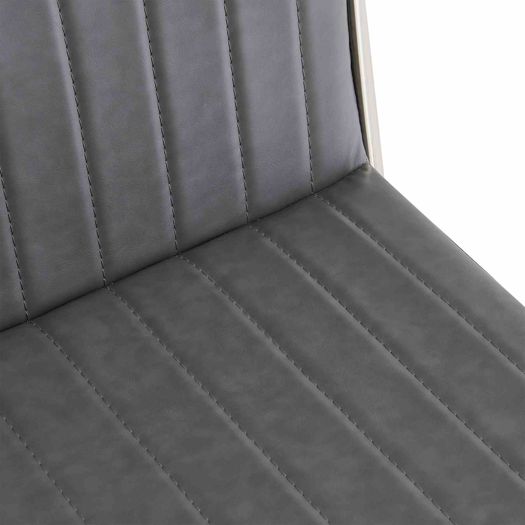 Marc Vintage Gray Faux Leather and Brushed Stainless Steel Dining Room Chairs - Set of 2 - Image 7