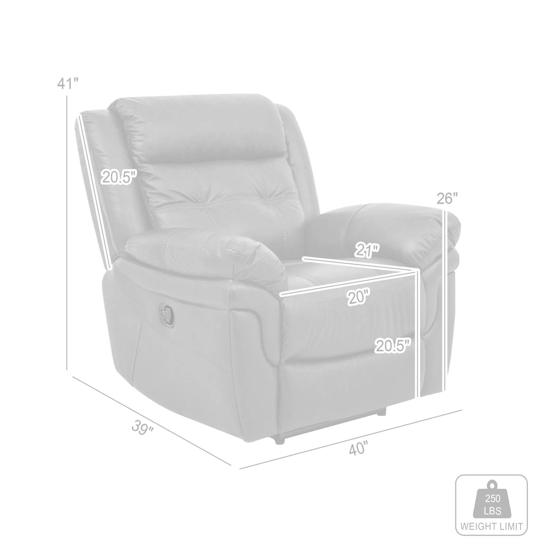Marcel Manual Recliner Chair in Dark Brown Leather - Image 9