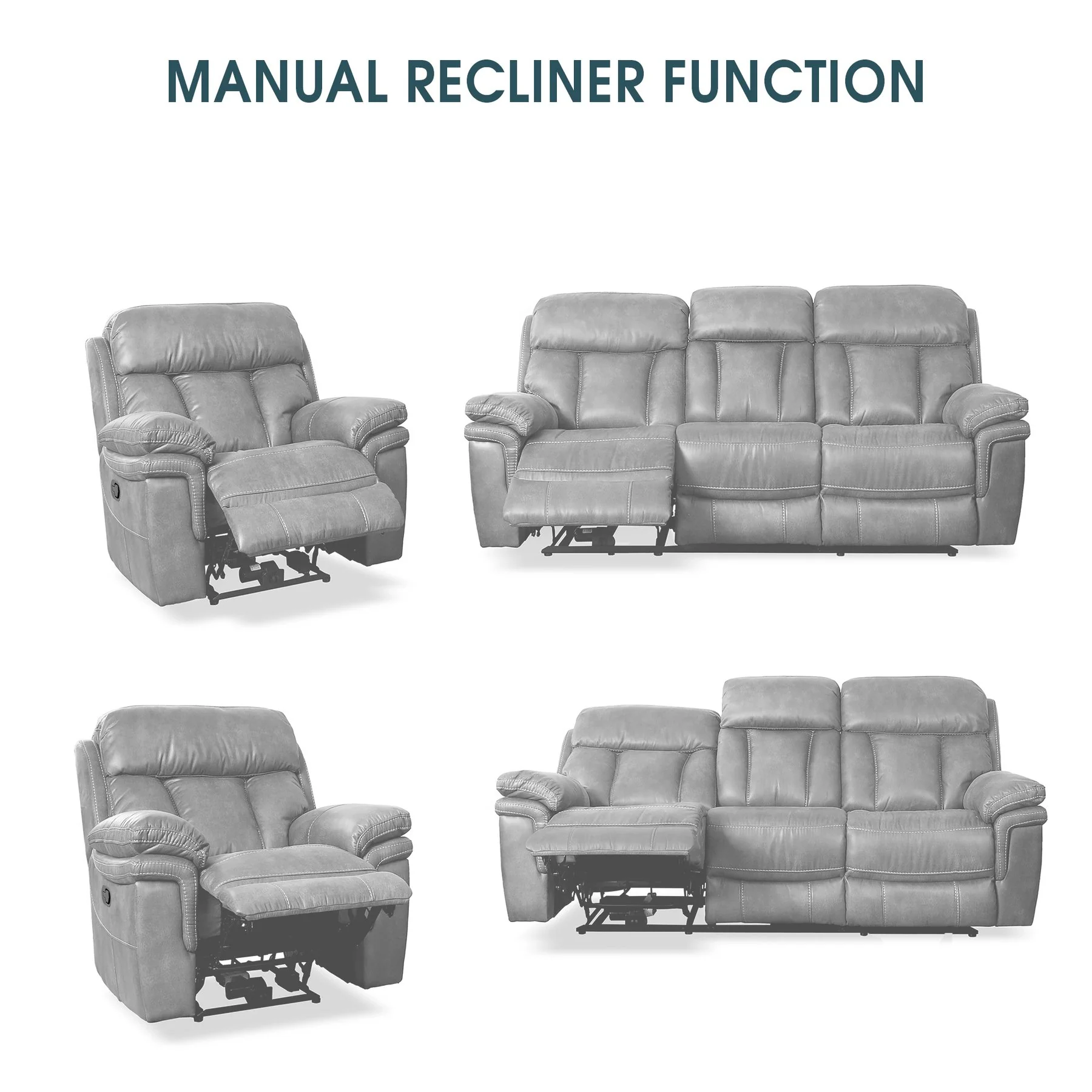 Marcel Manual Reclining 2 Piece Sofa and Recliner Set in Dark Brown Leather - Image 9