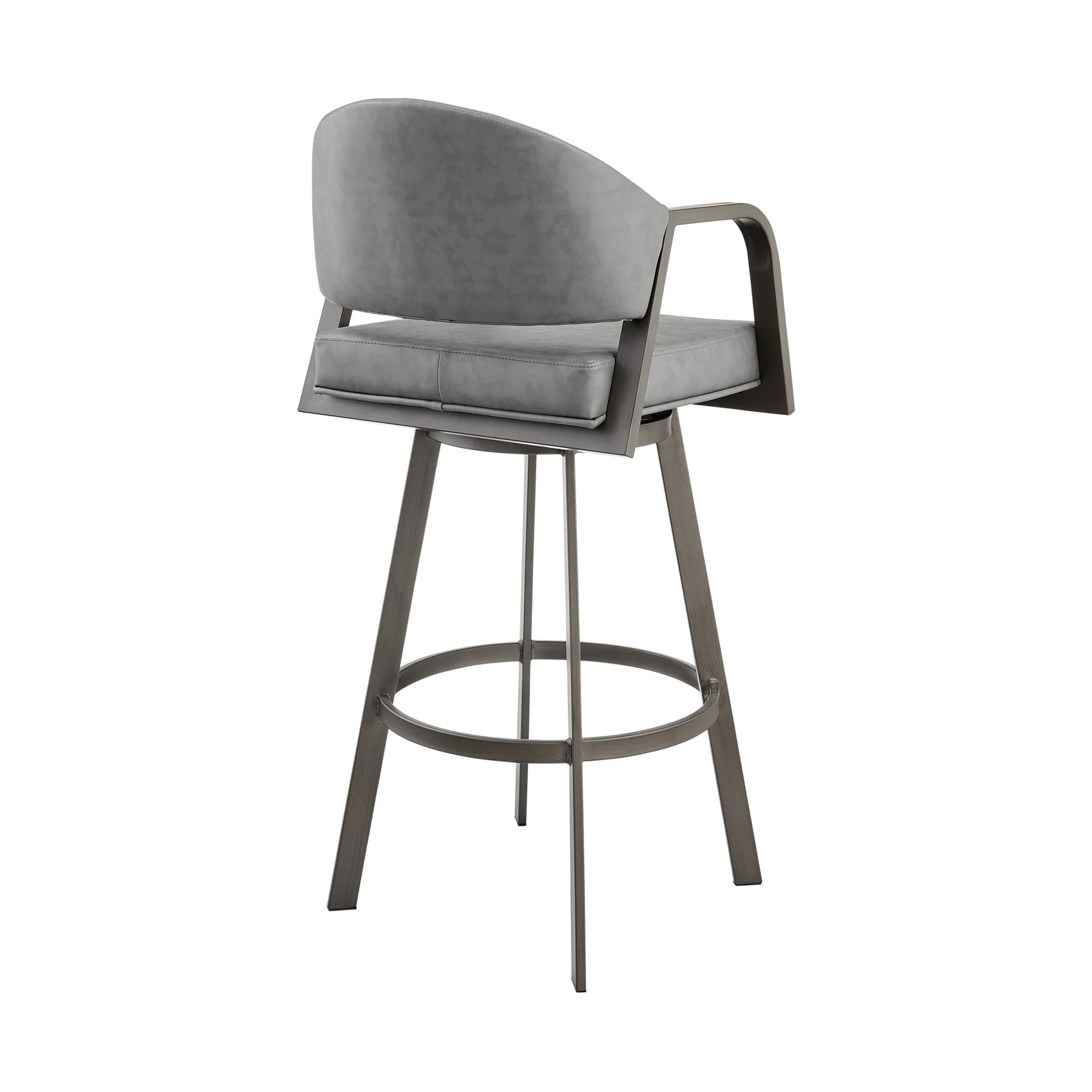 Marcie 26" Swivel Counter Stool in Mineral Finish and Vintage Gray Faux Leather - Image 3