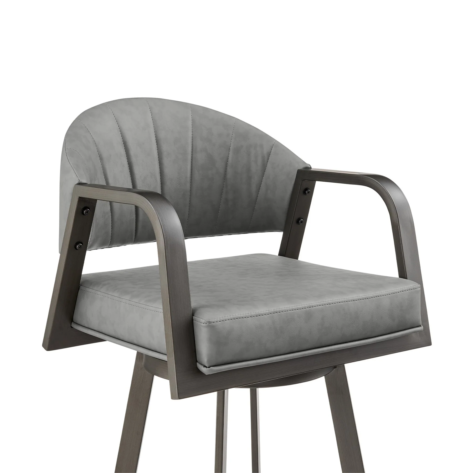 Marcie 26" Swivel Counter Stool in Mineral Finish and Vintage Gray Faux Leather - Image 4