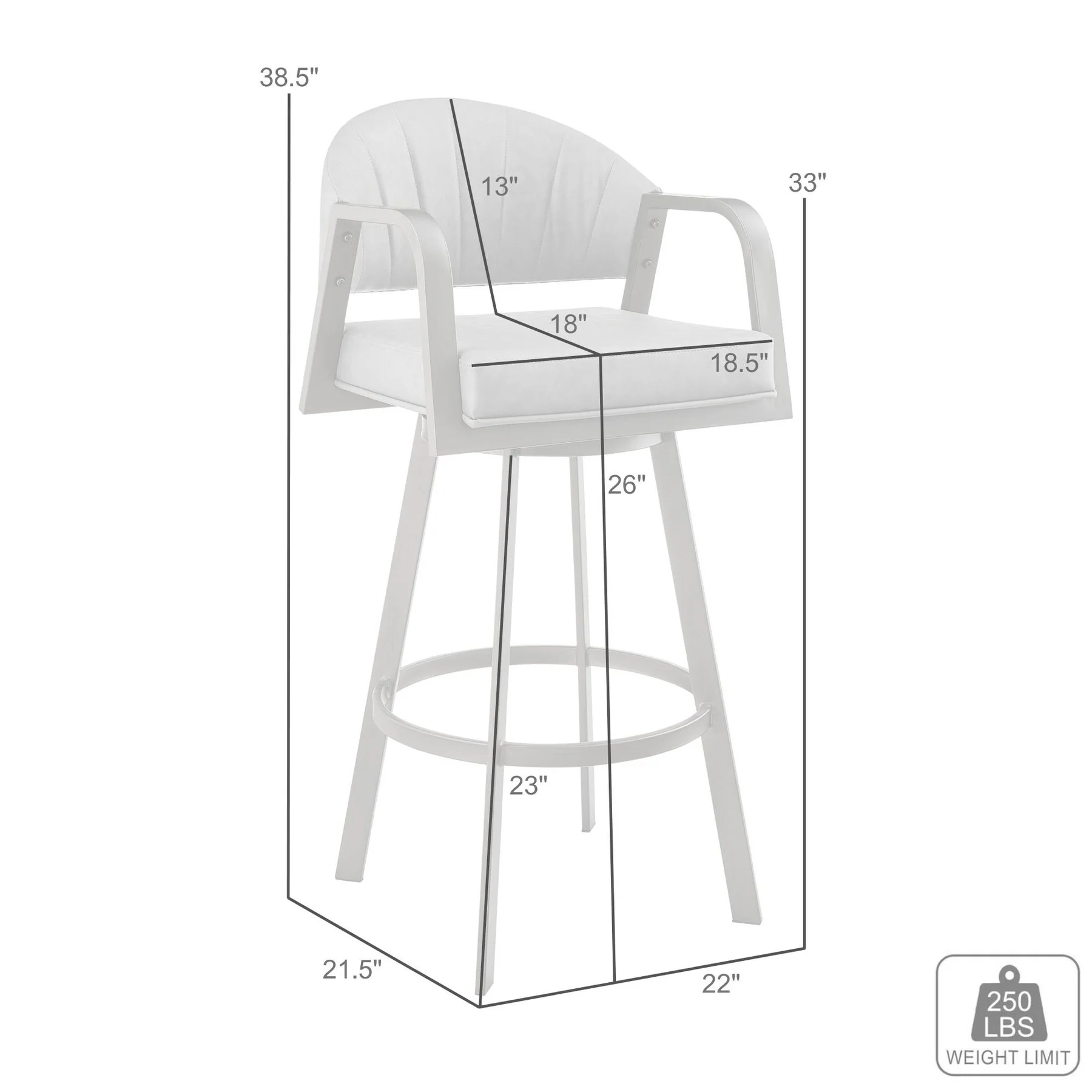 Marcie 26" Swivel Counter Stool in Mineral Finish and Vintage Gray Faux Leather - Image 9