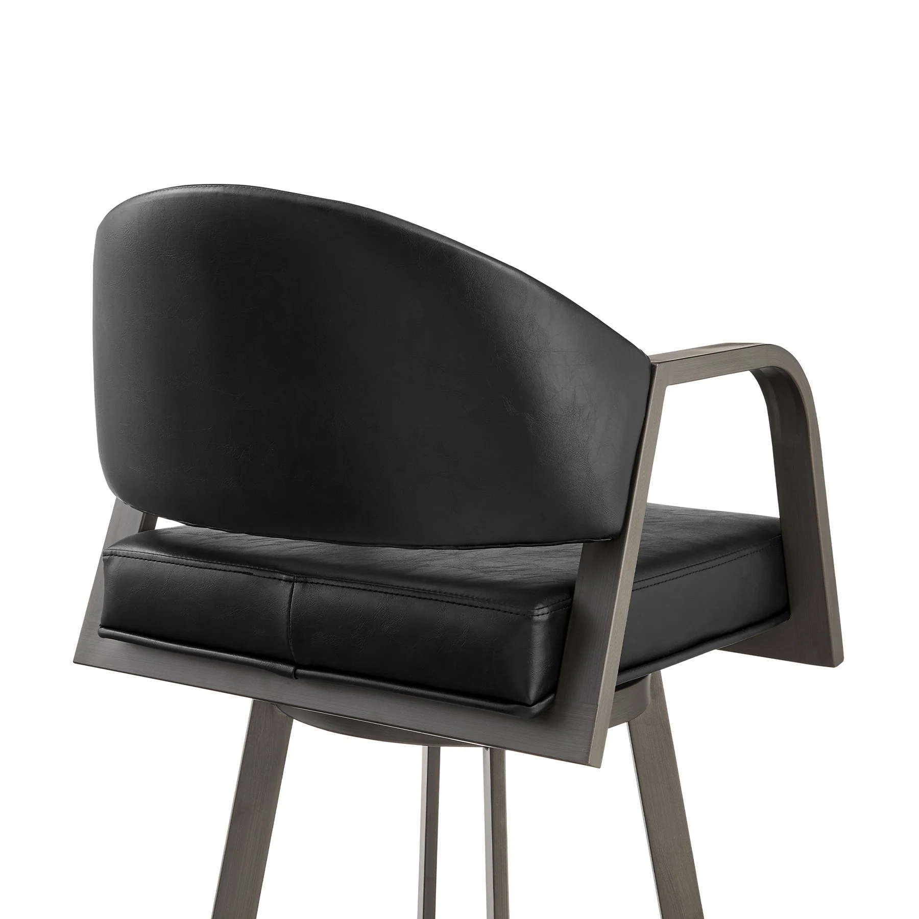 Marcie 30" Swivel Bar Stool in Mineral Finish and Vintage Black Faux Leather - Image 5