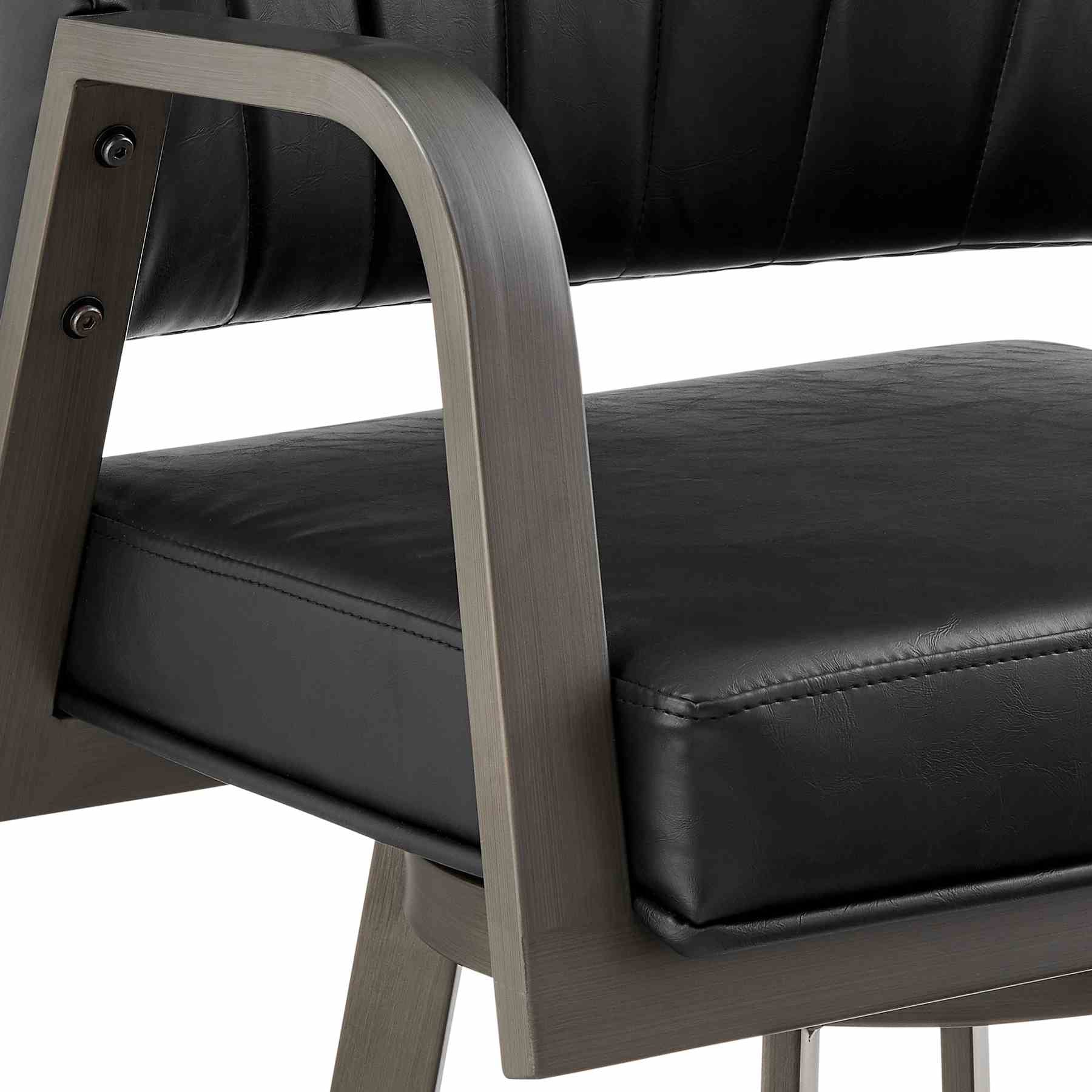 Marcie 30" Swivel Bar Stool in Mineral Finish and Vintage Black Faux Leather - Image 6