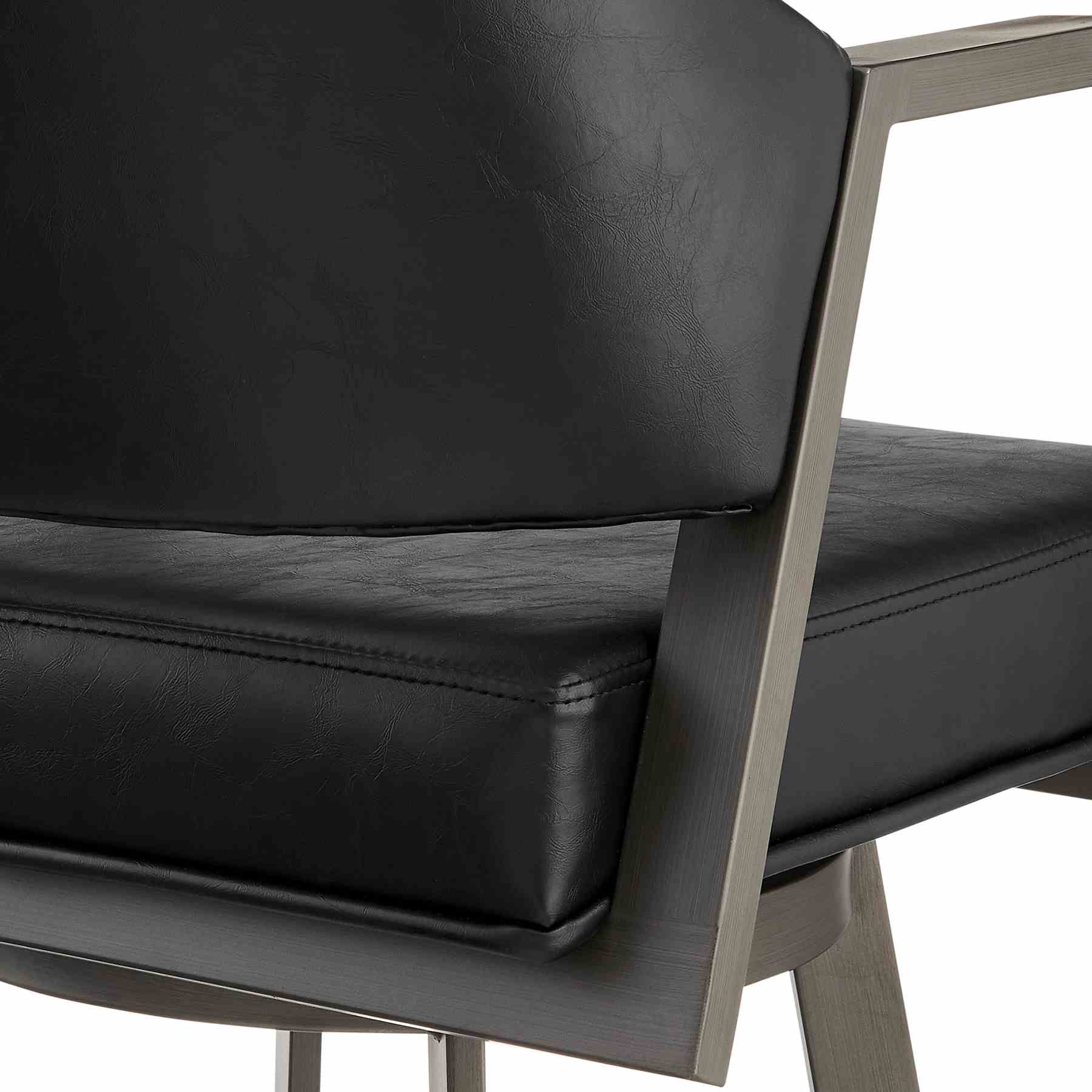 Marcie 30" Swivel Bar Stool in Mineral Finish and Vintage Black Faux Leather - Image 7