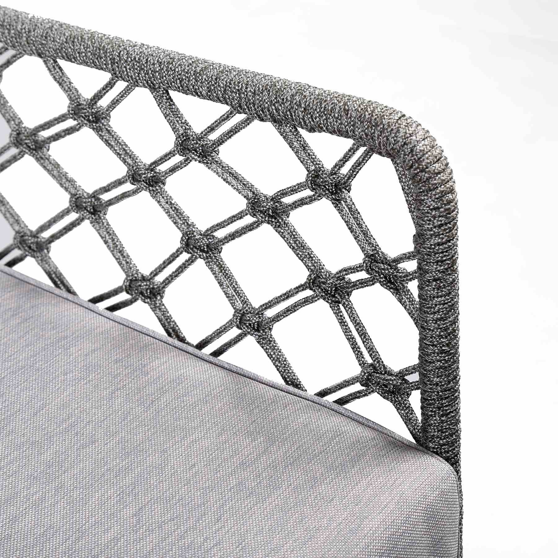 Marco Indoor Outdoor Steel Lounge Chair with Gray Rope and Gray Cushion - Image 5