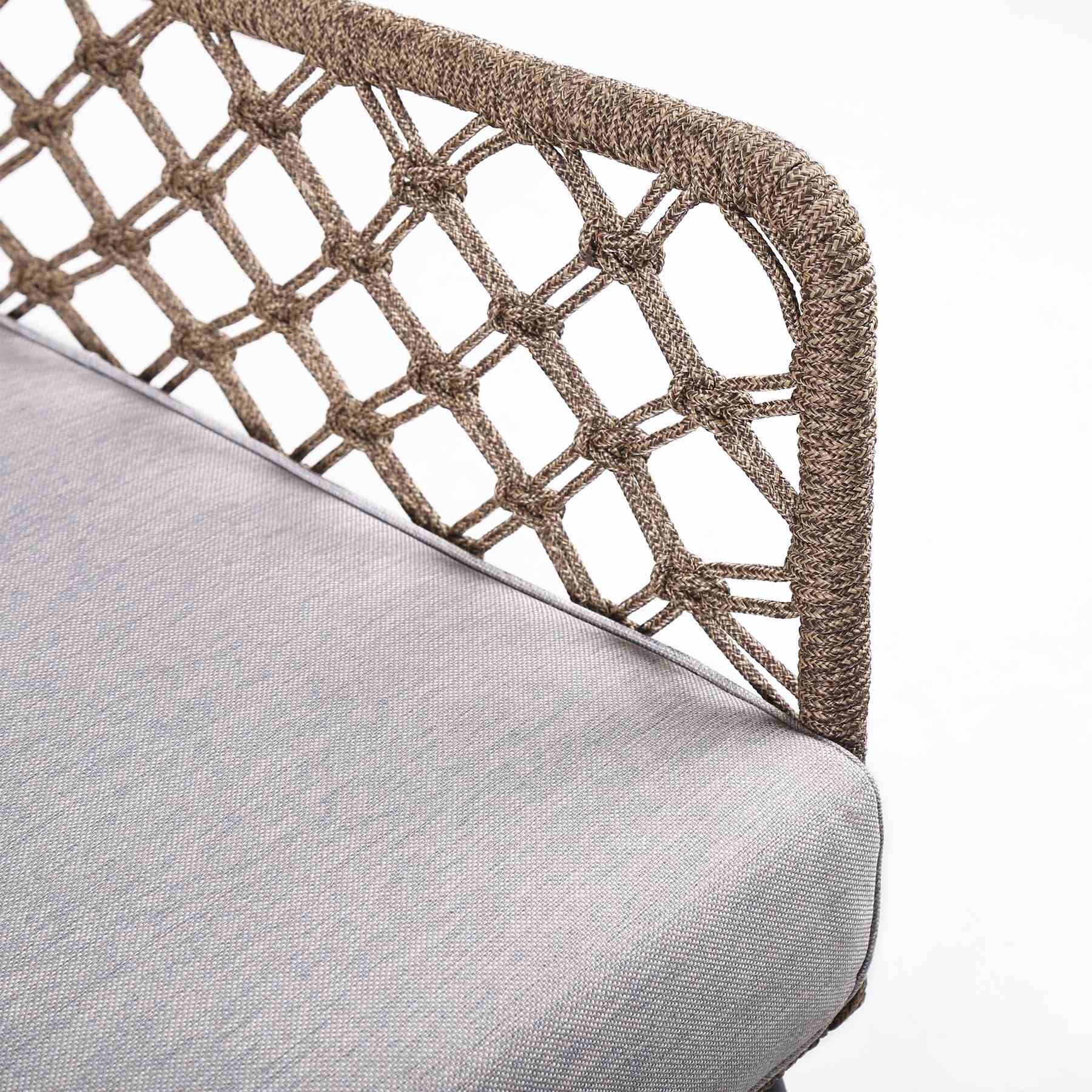 Marco Indoor Outdoor Steel Lounge Chair with Truffle Rope and Gray Cushion - Image 5
