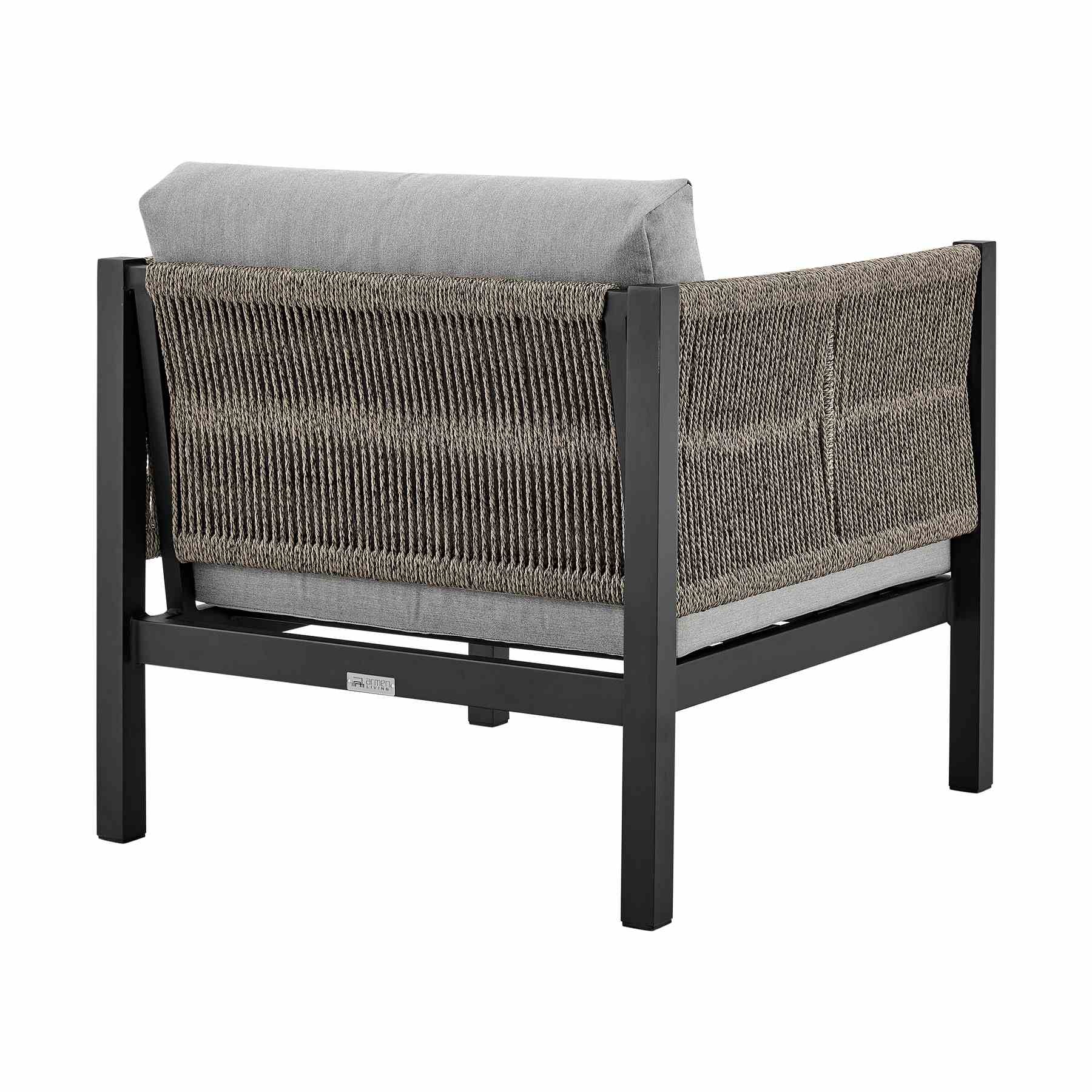 Mareike Aluminum and Rope Outdoor Chair in Black and Dark Gray - Image 3