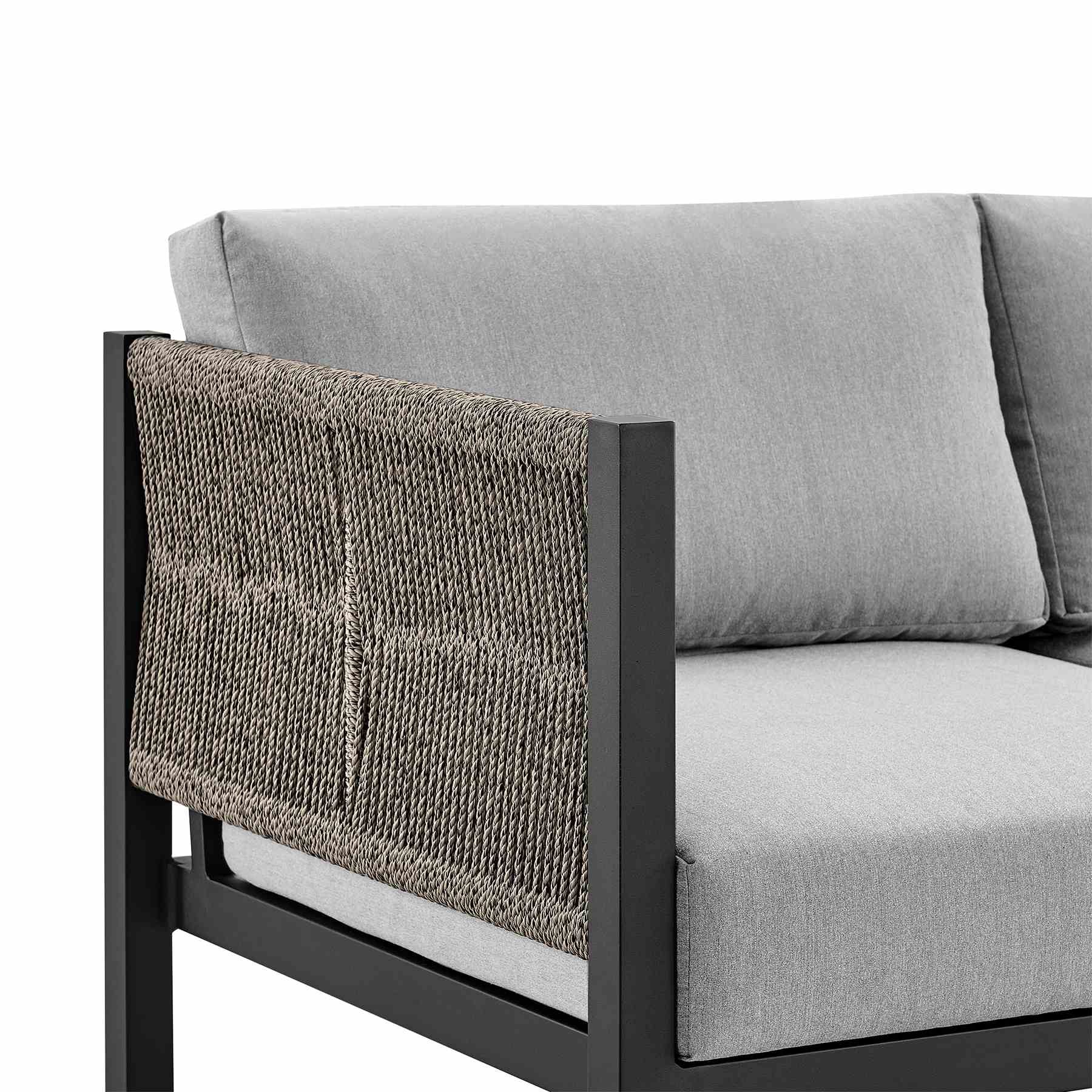 Mareike Aluminum and Rope Outdoor Chair in Black and Dark Gray - Image 4