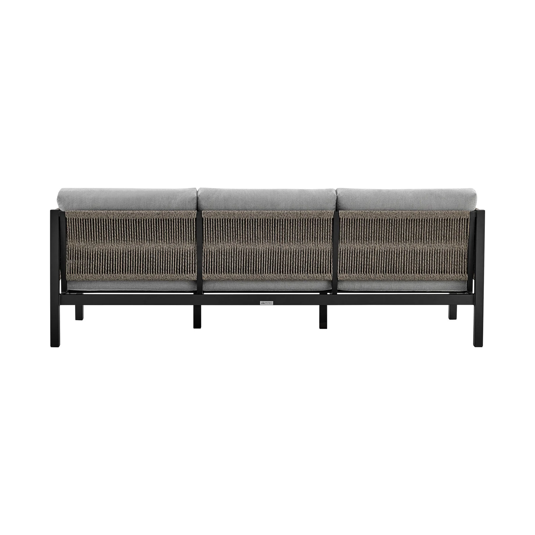 Mareike Aluminum and Rope Outdoor Sofa in Black and Dark Gray - Image 4