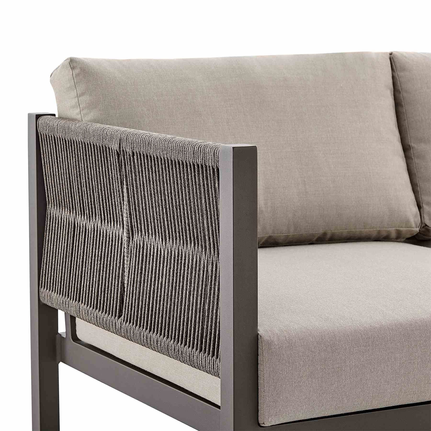 Mareike Aluminum and Rope Outdoor Sofa in Brown - Image 5