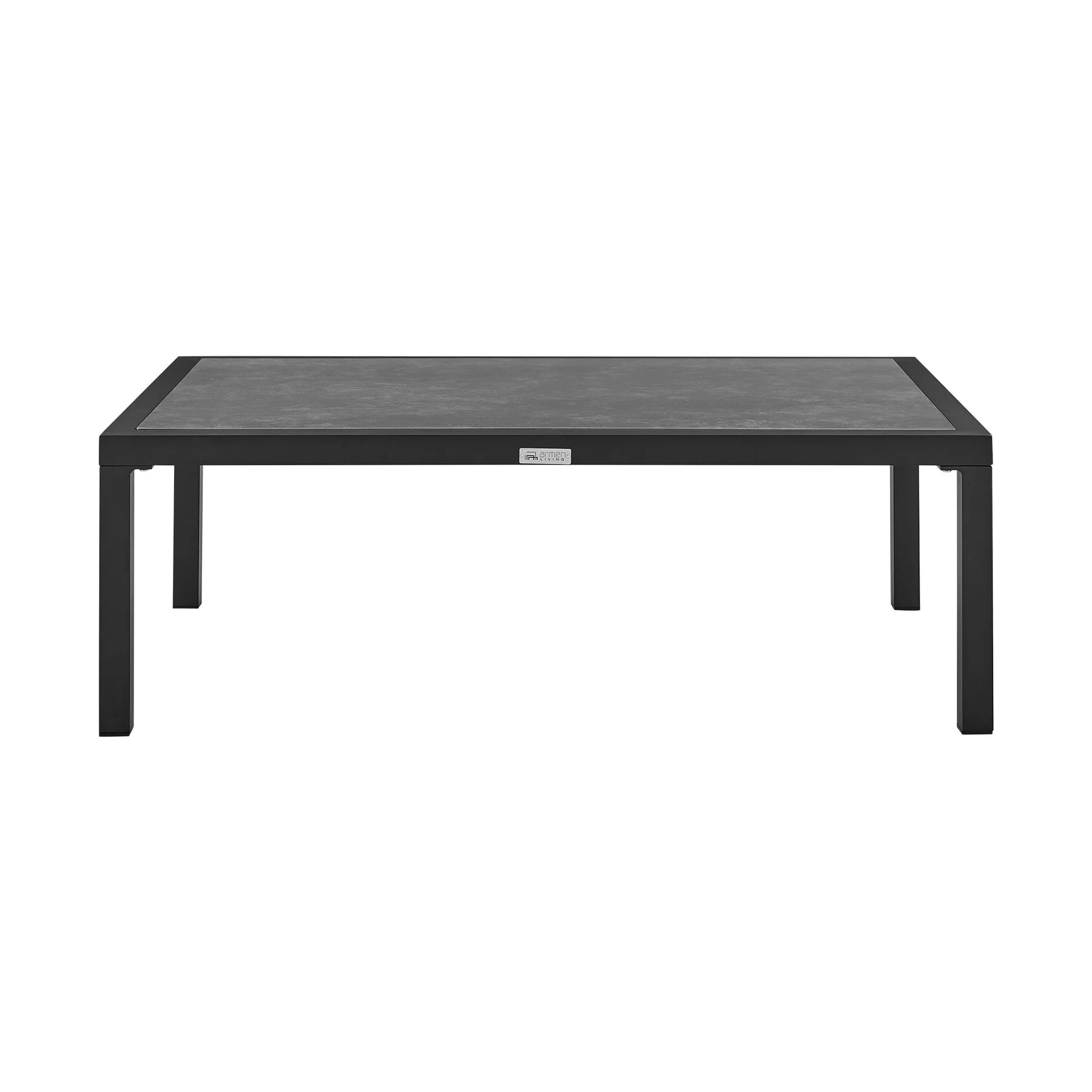 Mareike Aluminum Outdoor Coffee Table in Black with Ceramic Tabletop - Image 2