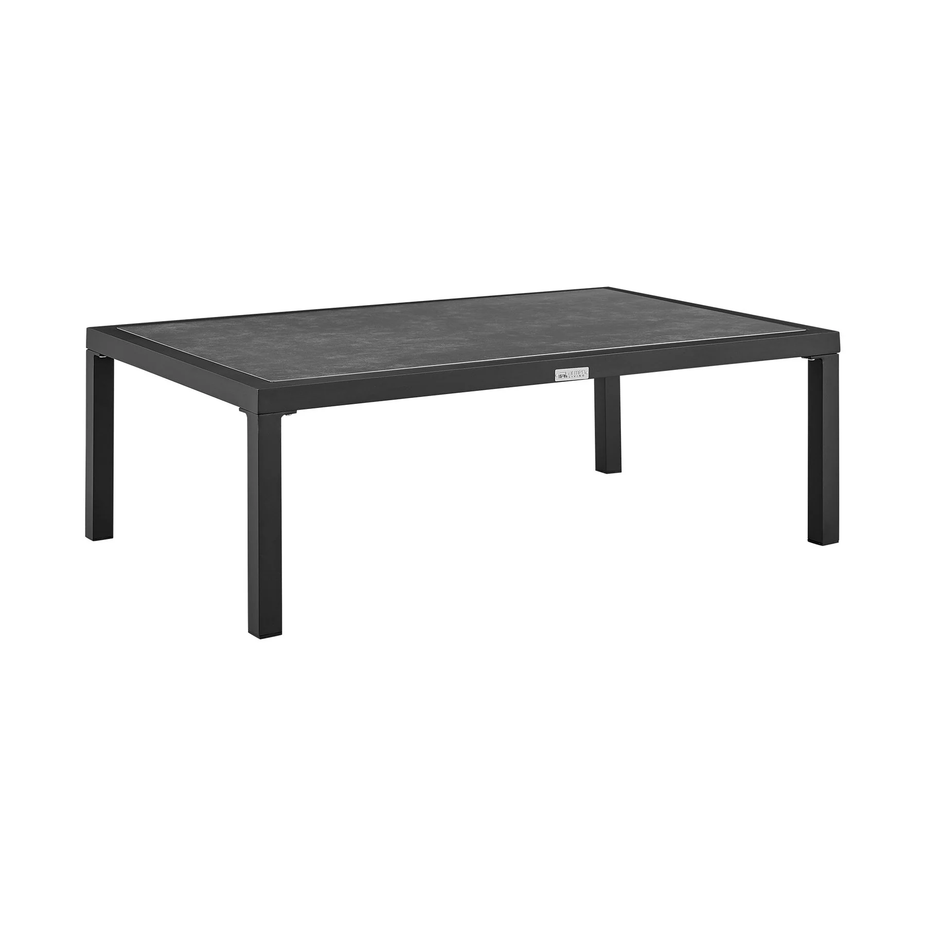 Mareike Aluminum Outdoor Coffee Table in Black with Ceramic Tabletop - Image 3