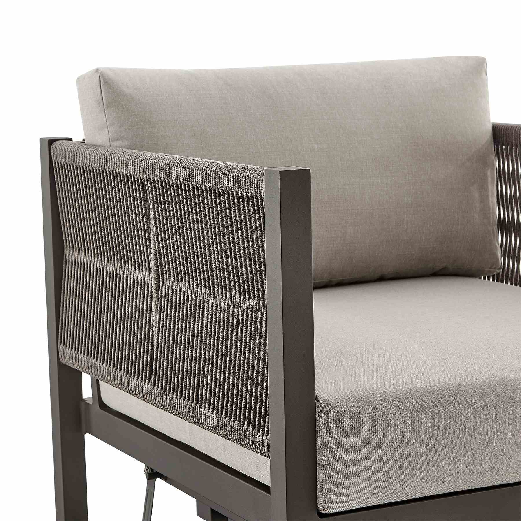 Mareike Outdoor Patio Swivel Glider Lounge Chair in Dark Brown Aluminum with Cushions - Image 5