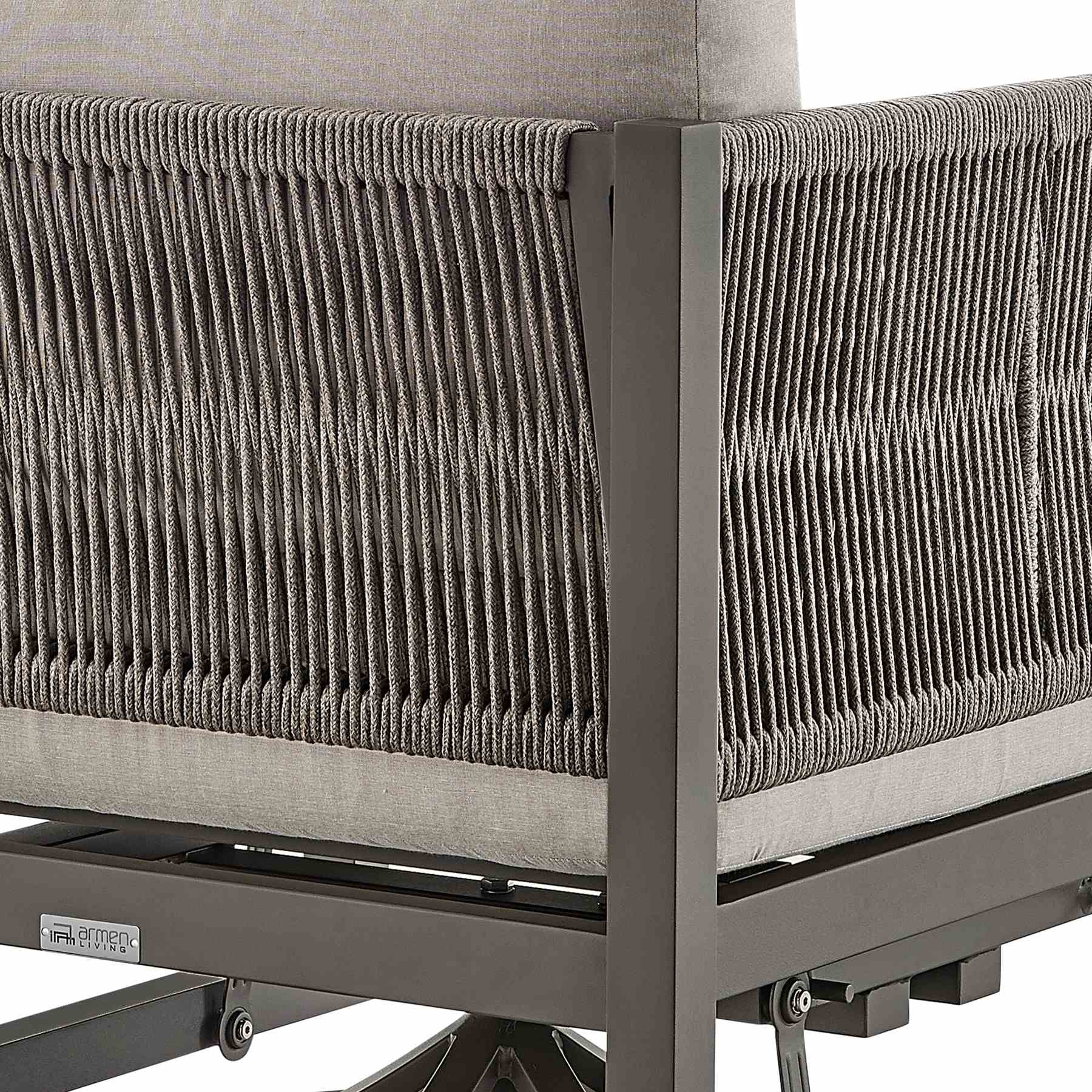 Mareike Outdoor Patio Swivel Glider Lounge Chair in Dark Brown Aluminum with Cushions - Image 6