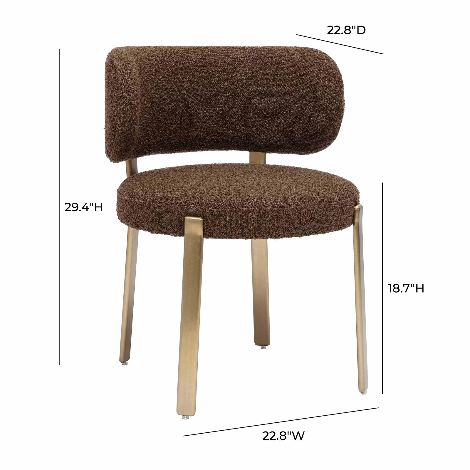 Margaret Chocolate Brown Performance Boucle Dining Chair - Image 8