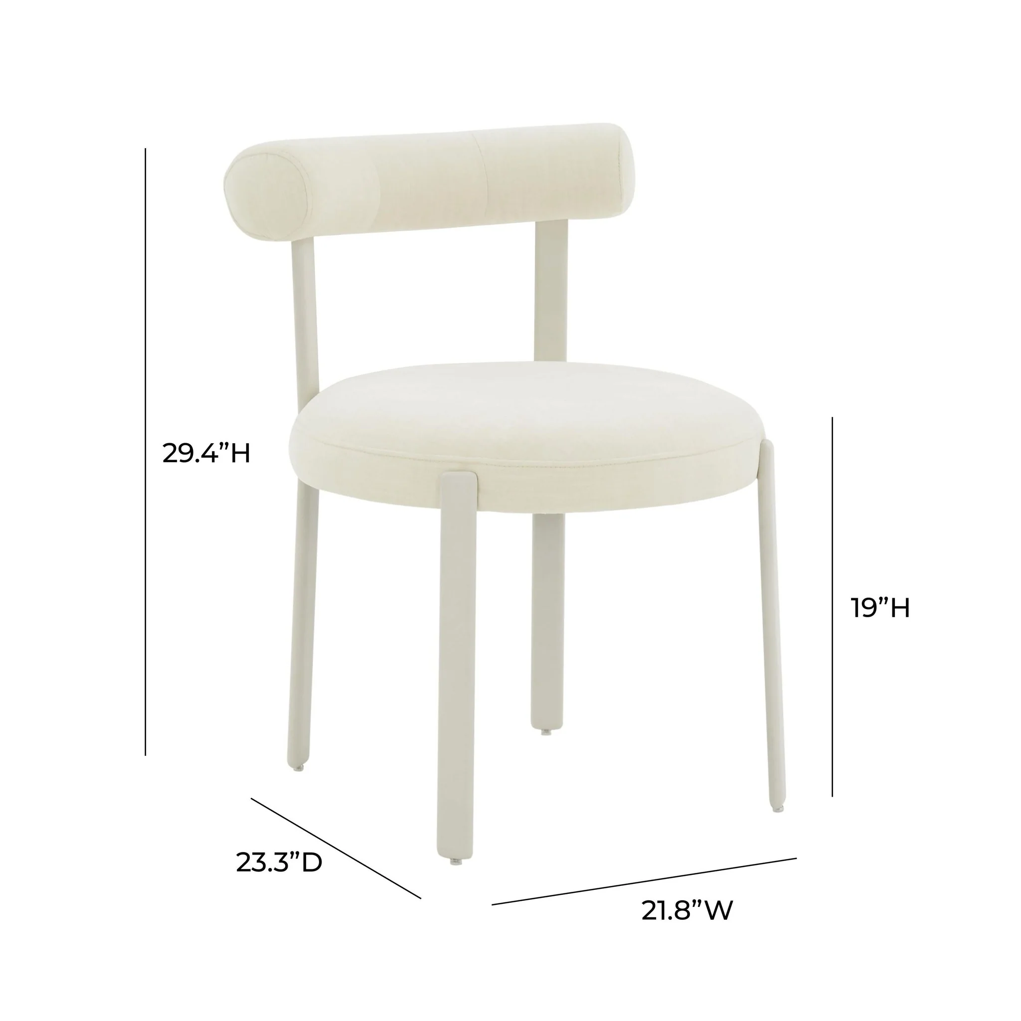 Margaret Cream Performance Chenille Bolster Back Dining Chair - Image 6