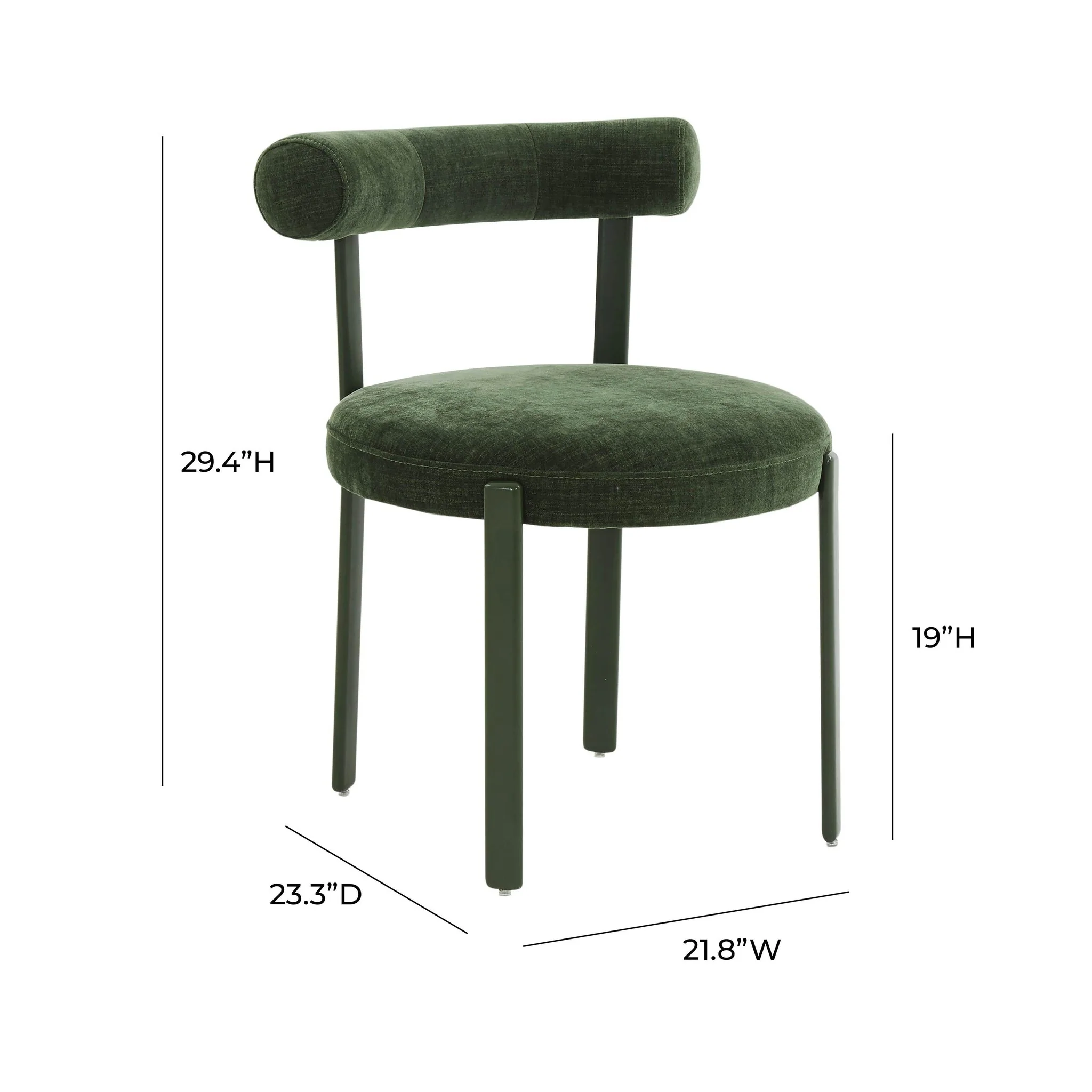Margaret Forest Green Performance Chenille Bolster Back Dining Chair - Image 6