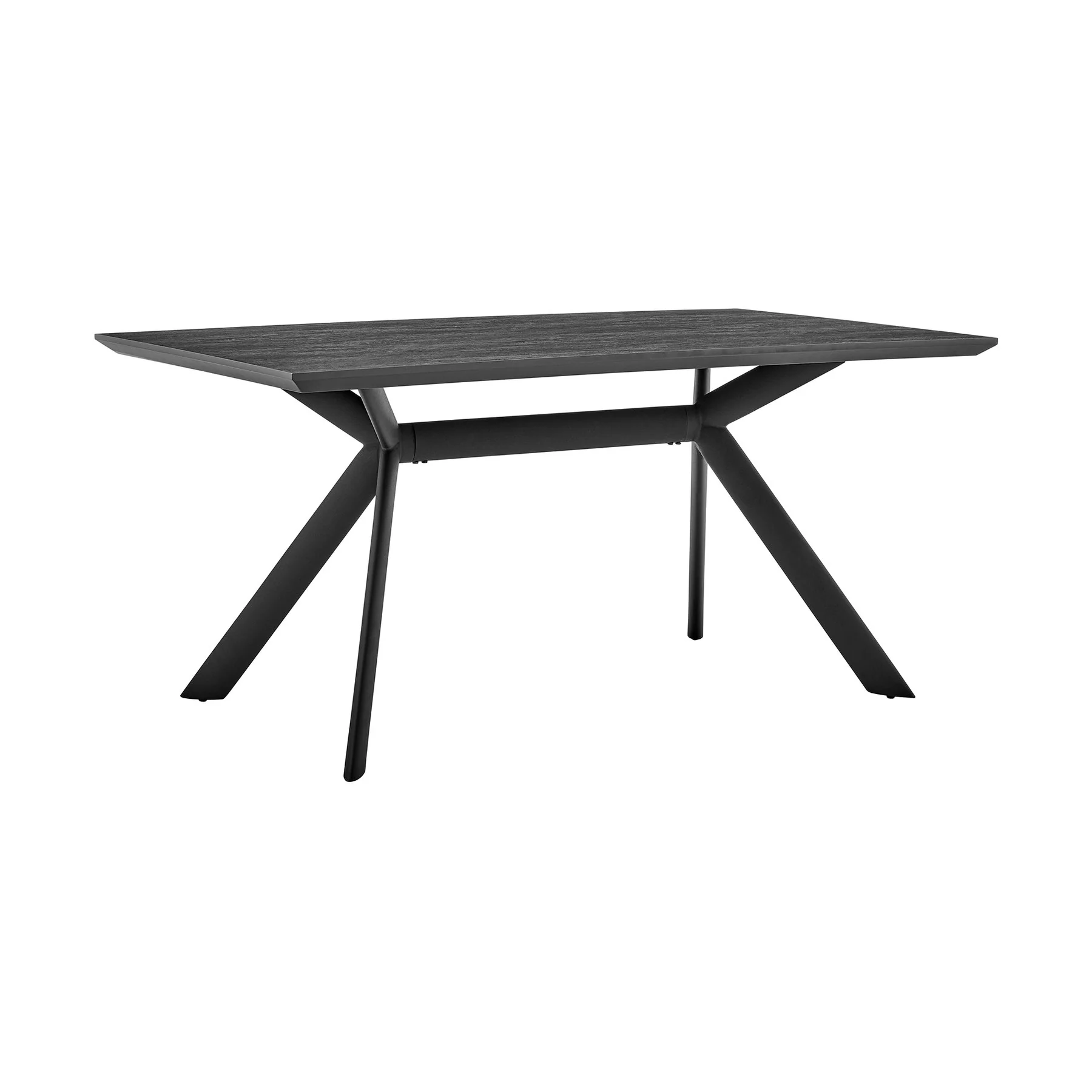 Margot and Rylee 5 Piece Modern Rectangular Dining Set in Black Melamine Wood and Blue Fabric - Image 5