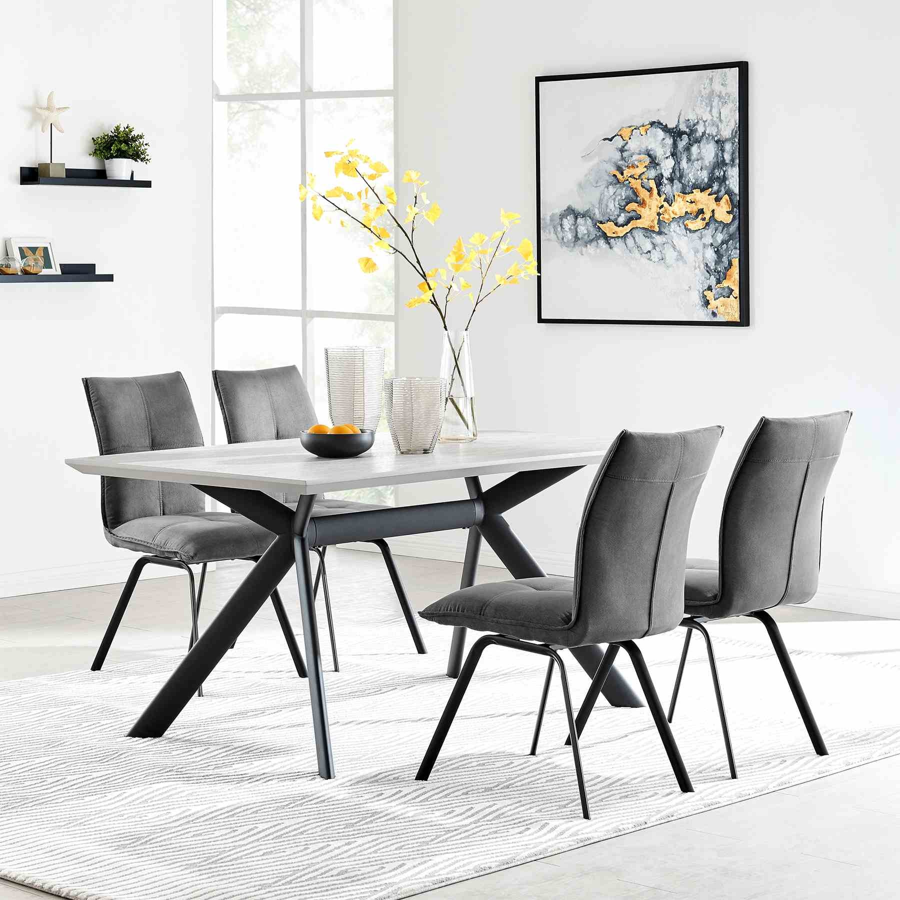 Margot and Rylee 5 Piece Modern Rectangular Dining Set in Light Gray Melamine Wood and Charcoal Fabric - Image 8