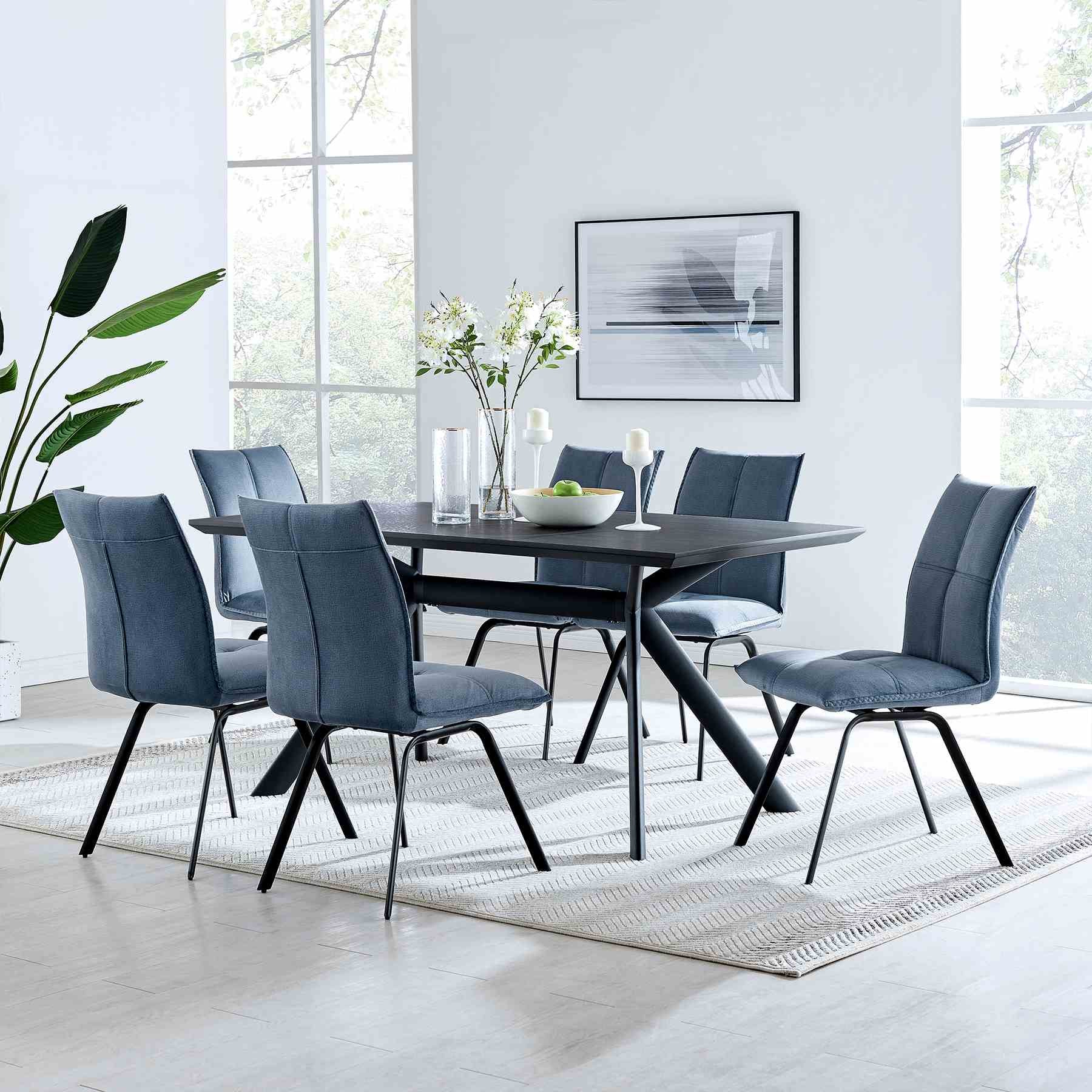 Margot Dark Gray Rectangular Dining Table with Black Finish - Image 6
