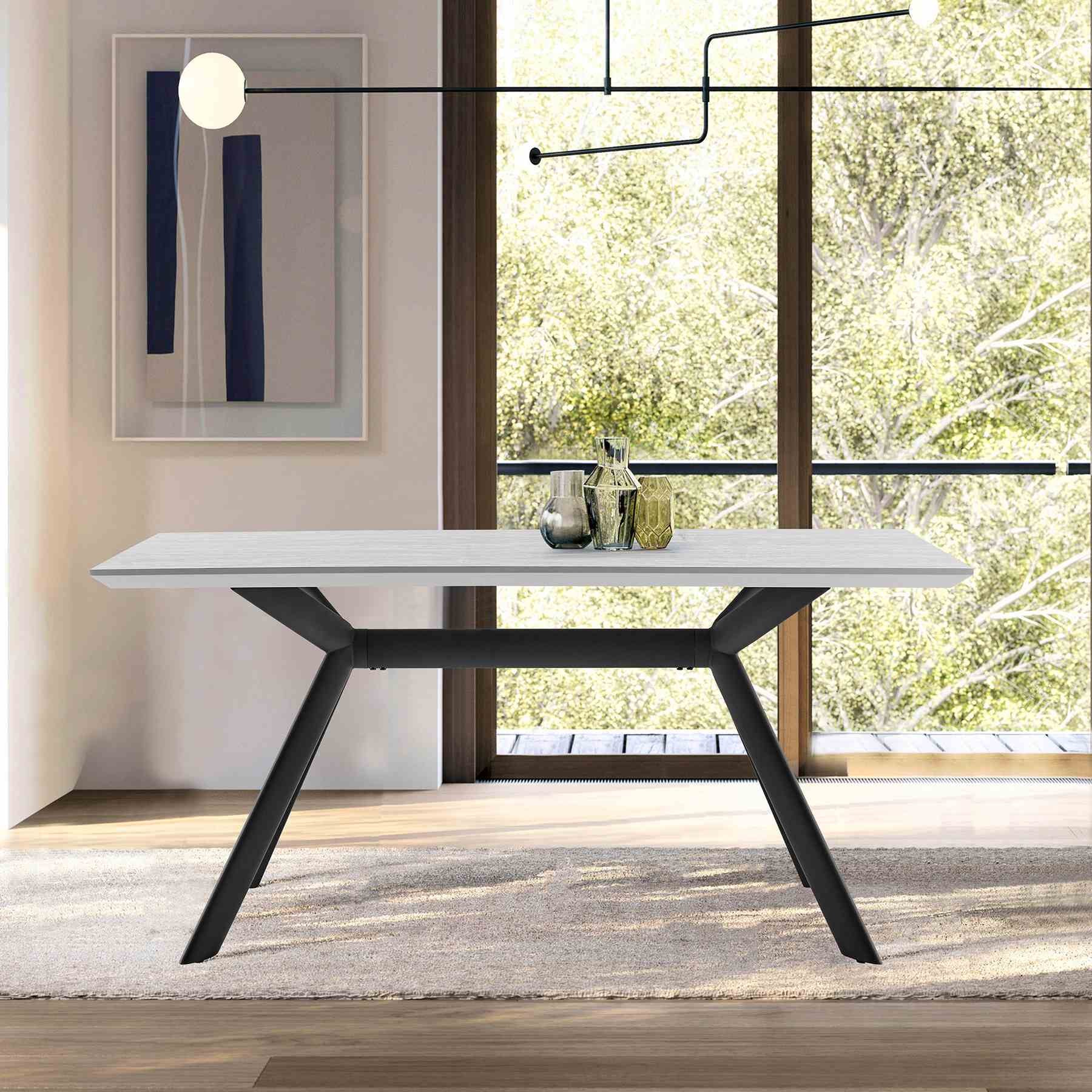 Margot Light Gray Rectangular Dining Table with Black Finish - Image 5