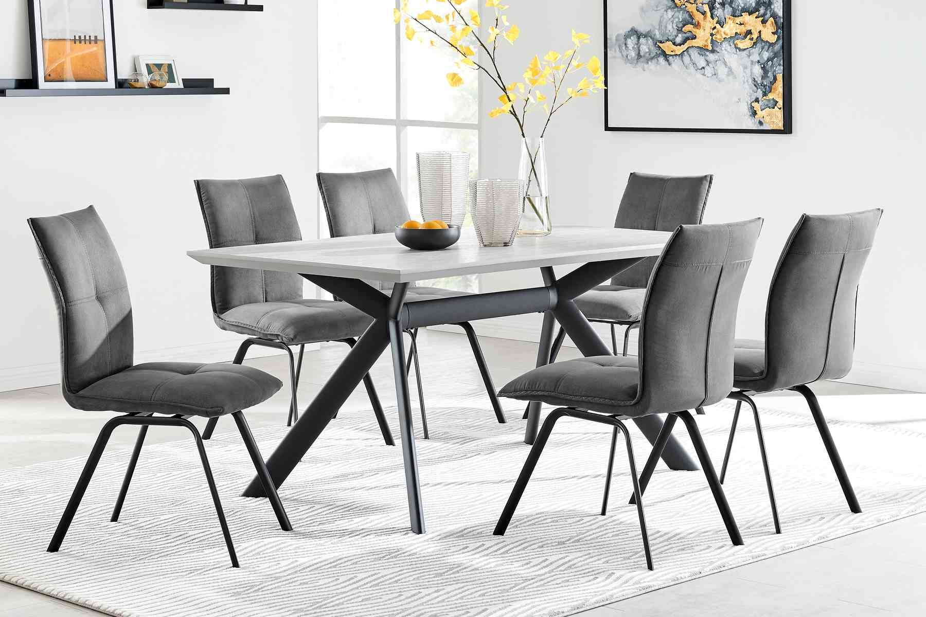 Margot Light Gray Rectangular Dining Table with Black Finish - Image 6