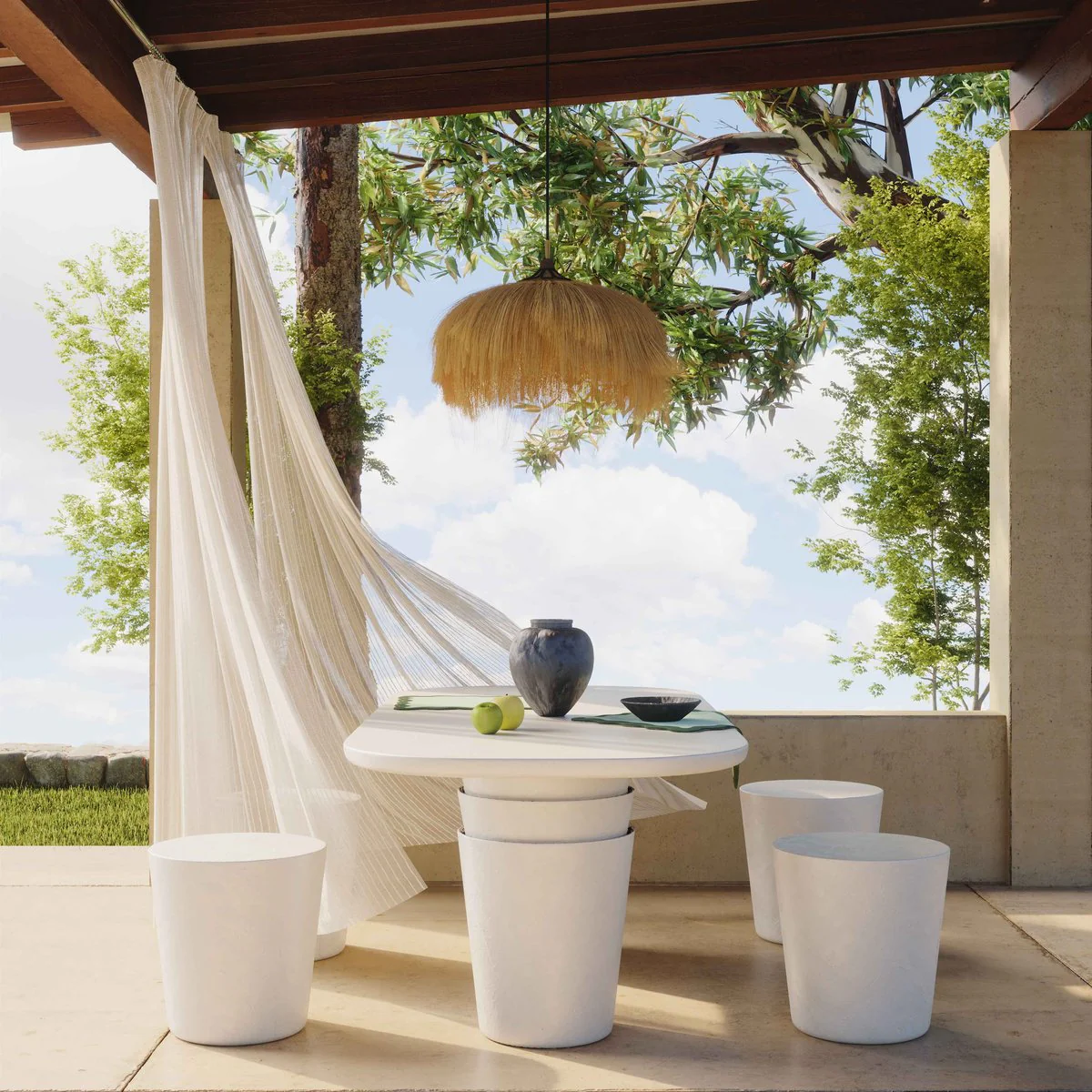 Margot Light Grey Faux Plaster Indoor / Outdoor Concrete Stool - Image 2