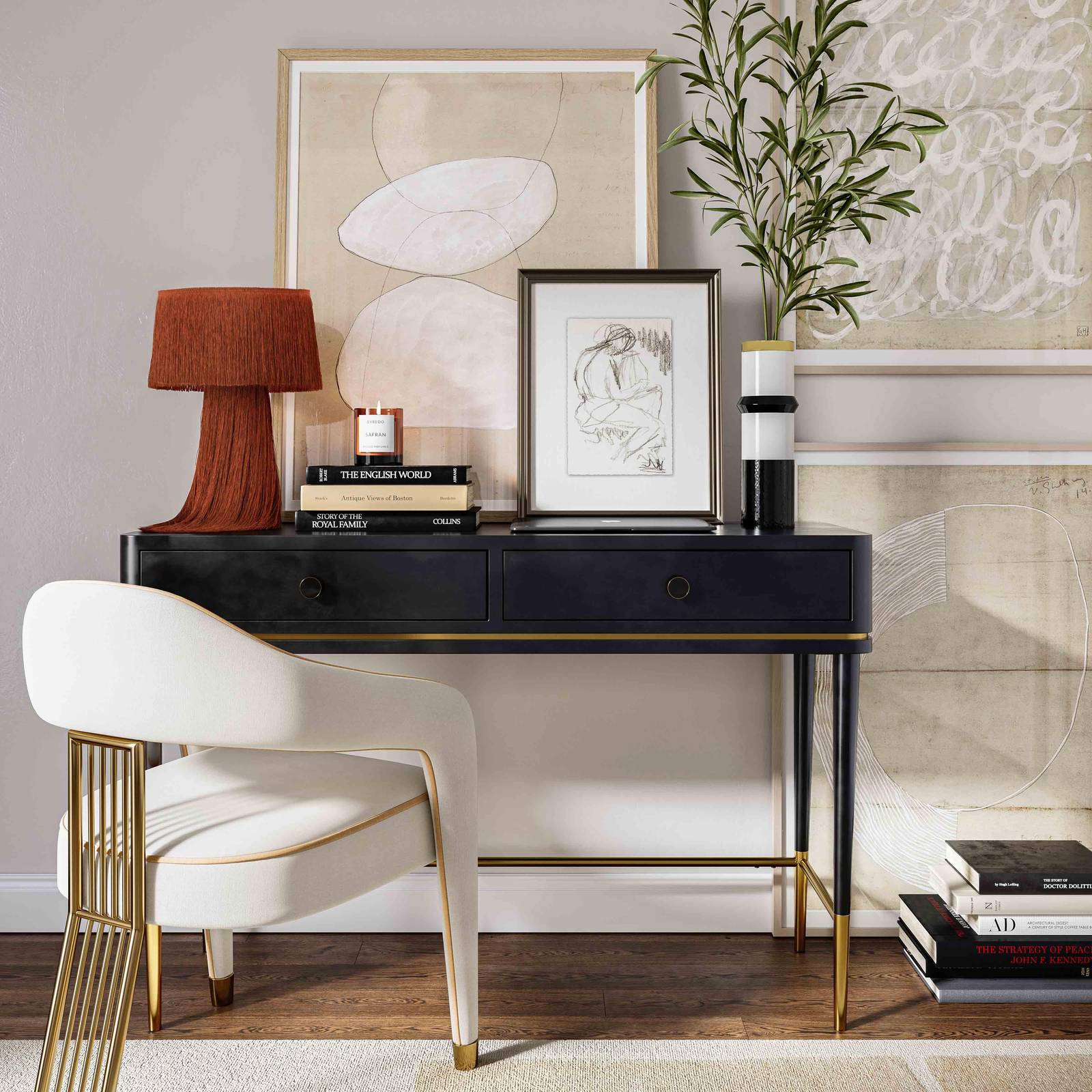 Mariah Two Drawer Black Desk - Image 2