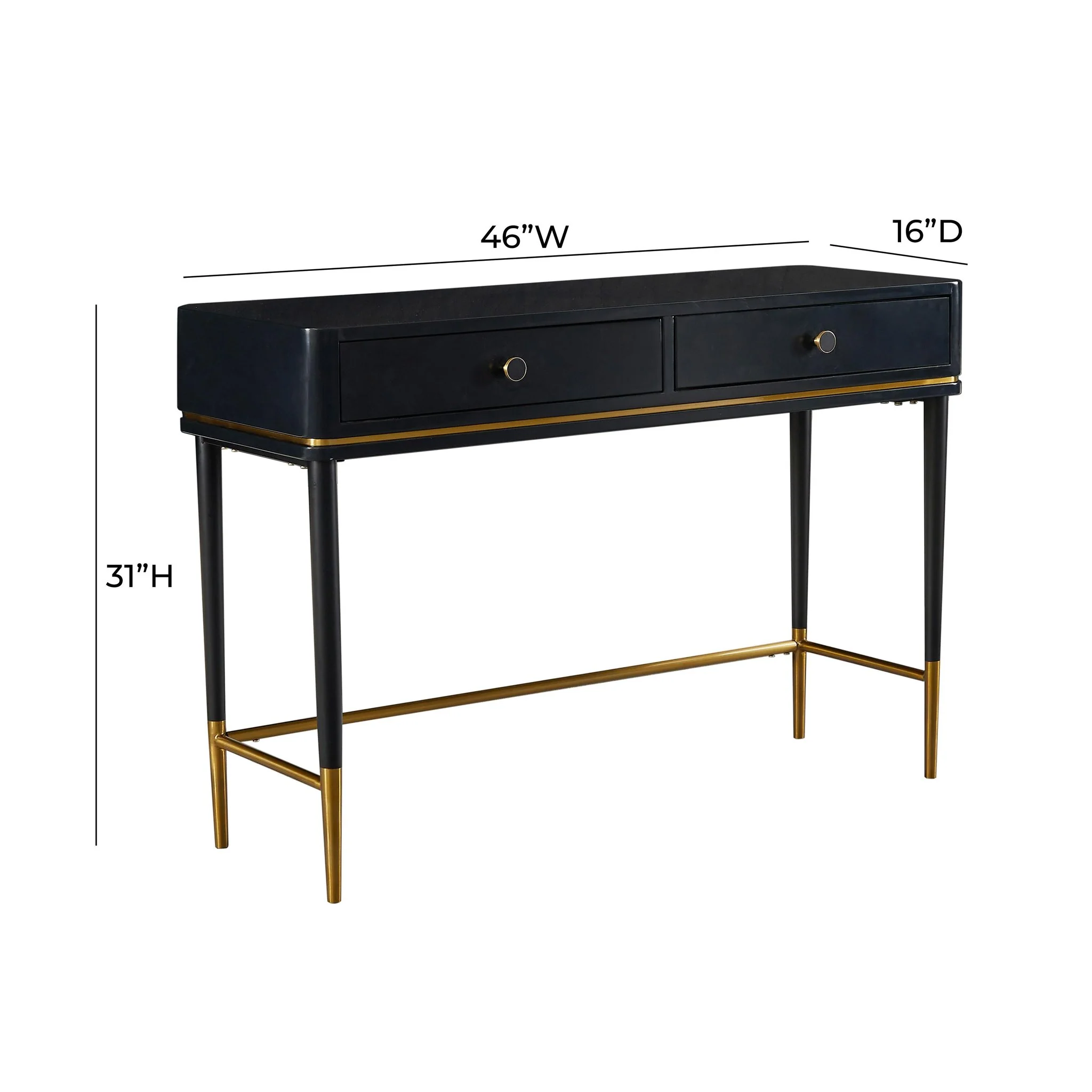 Mariah Two Drawer Black Desk - Image 7