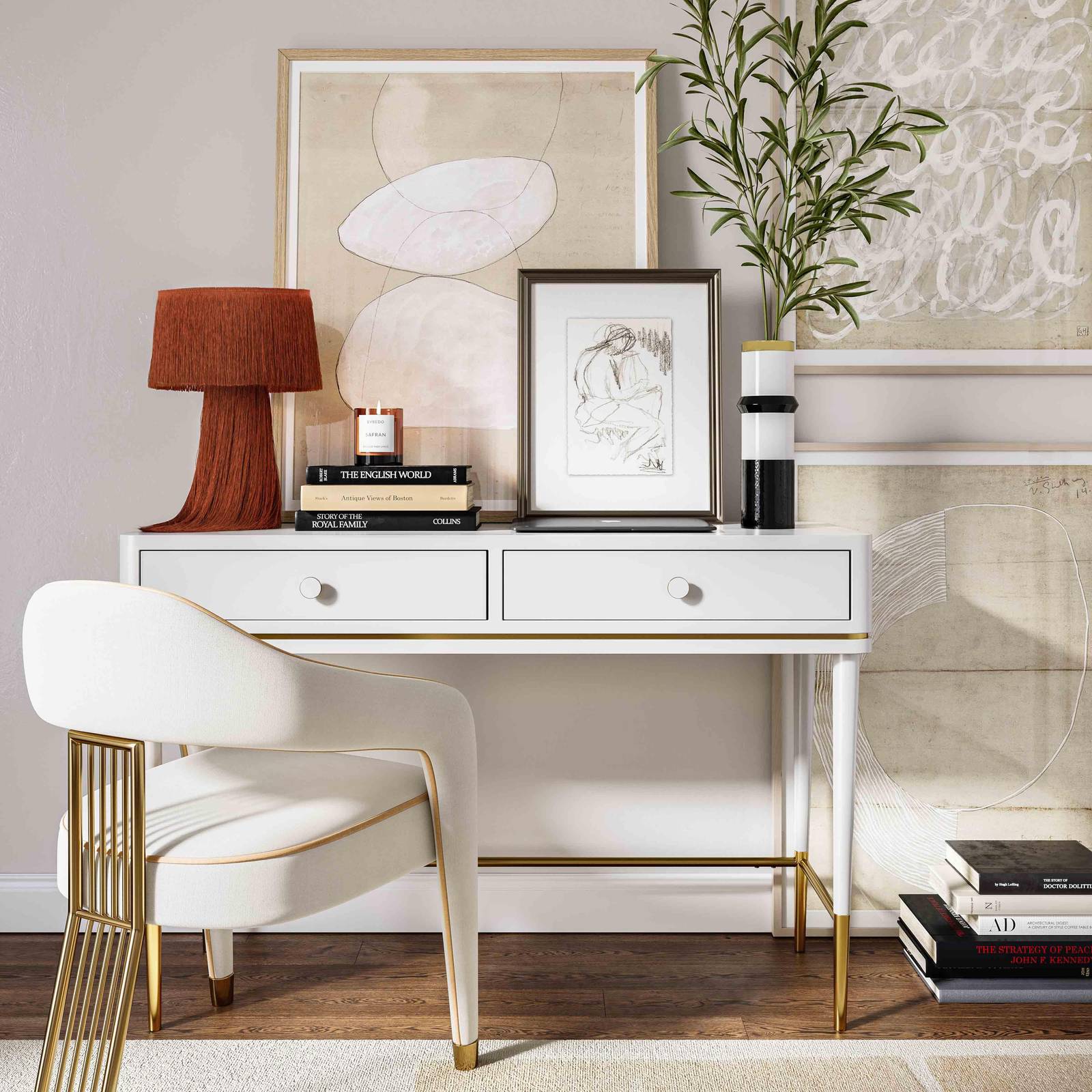 Mariah Two Drawer Off-White Desk - Image 2