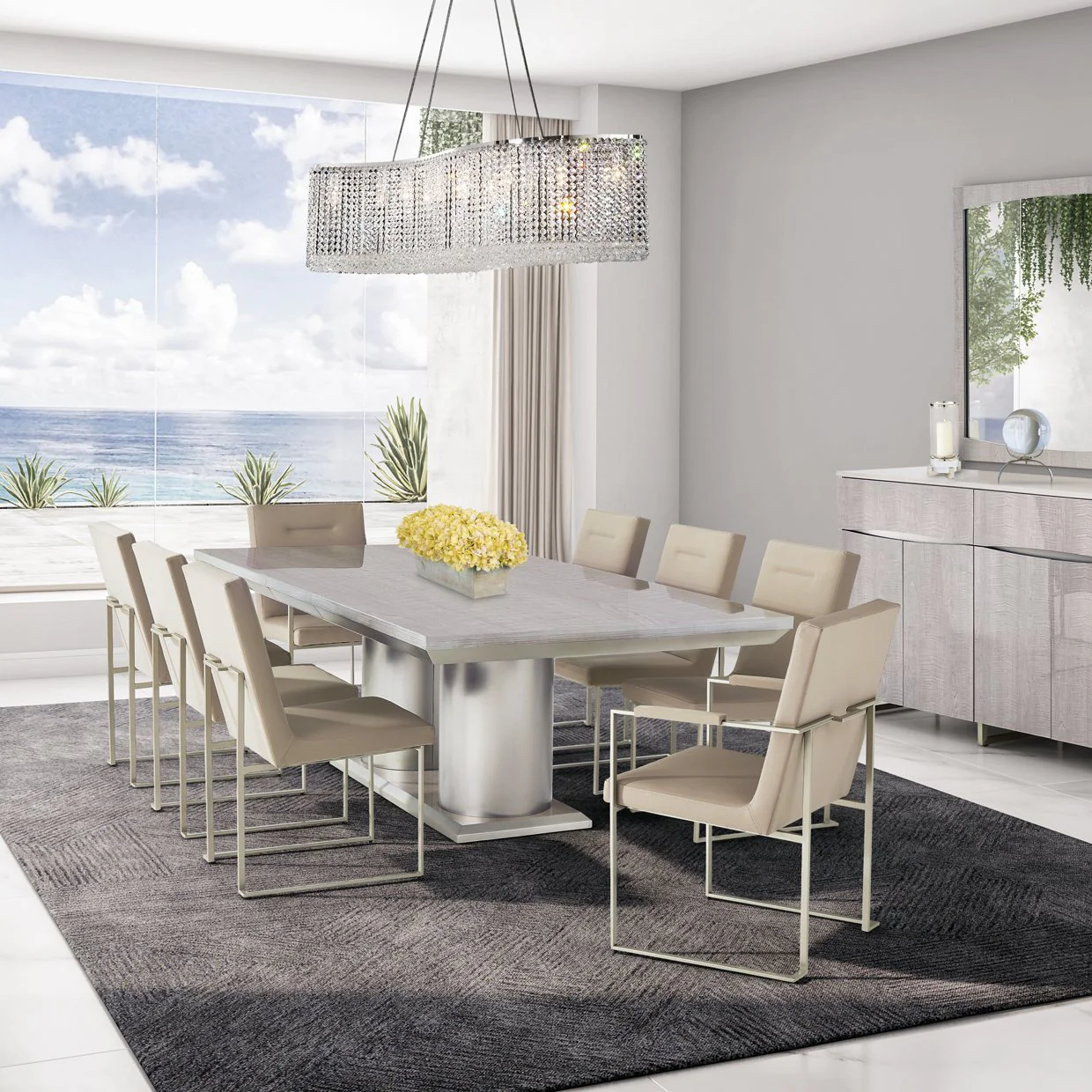 Marin Rectangular Dining Table - Greige - Image 11
