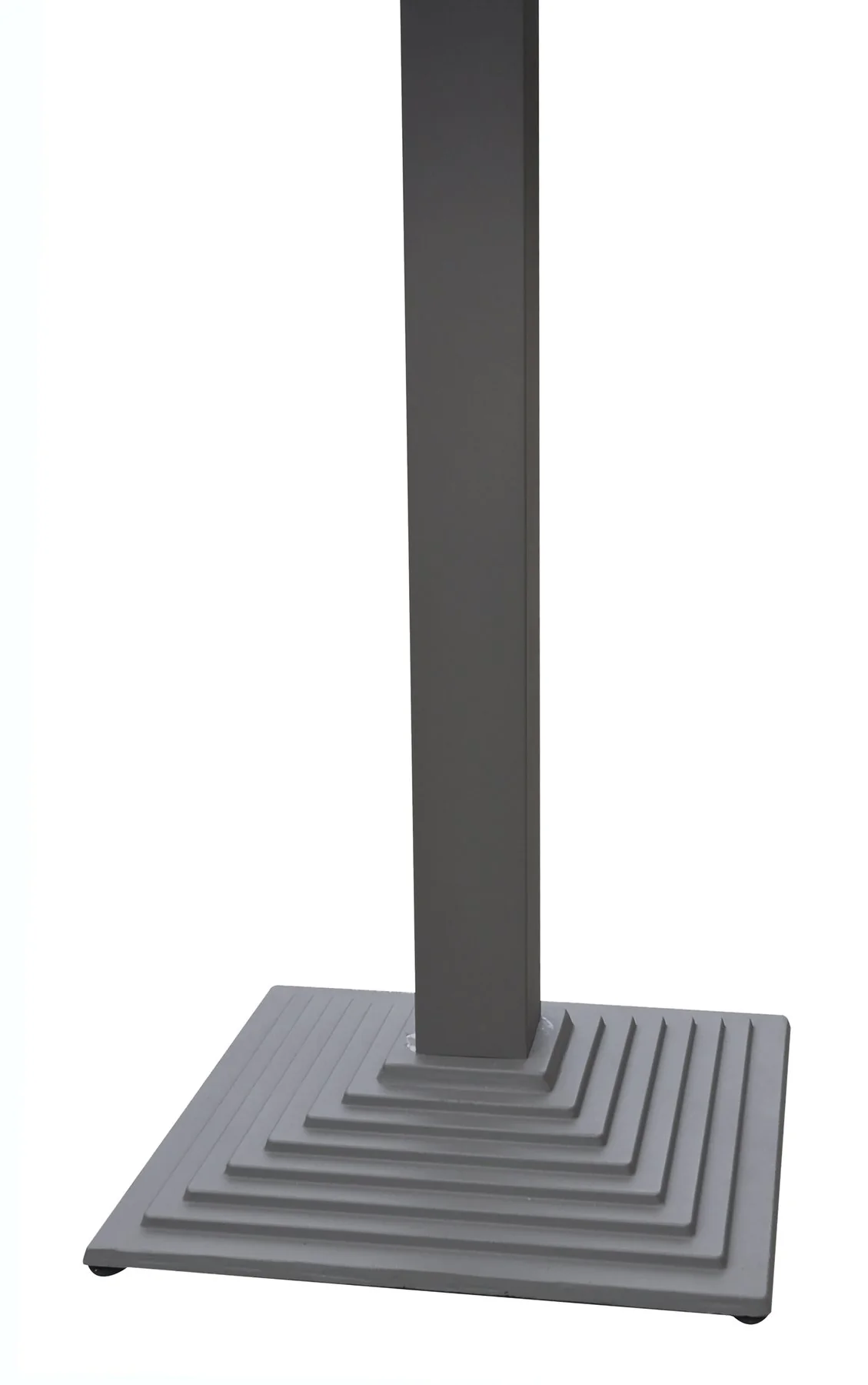 Marina Outdoor Gray Patio Bar Table in Gray Powder Coated Finish and Gray Wood Top - Image 4