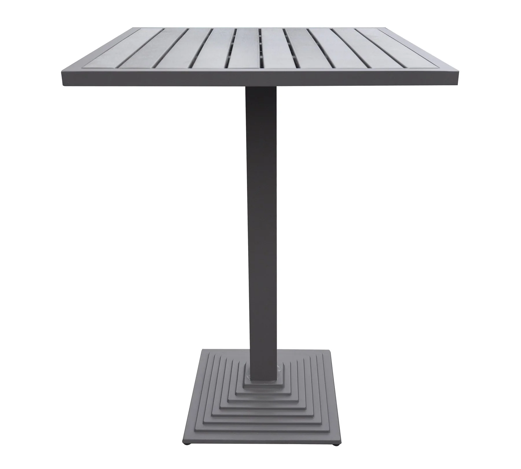 Marina Outdoor Patio Set Gray Finish and Gray Wood Top (Table with 4 barstools) - Image 6