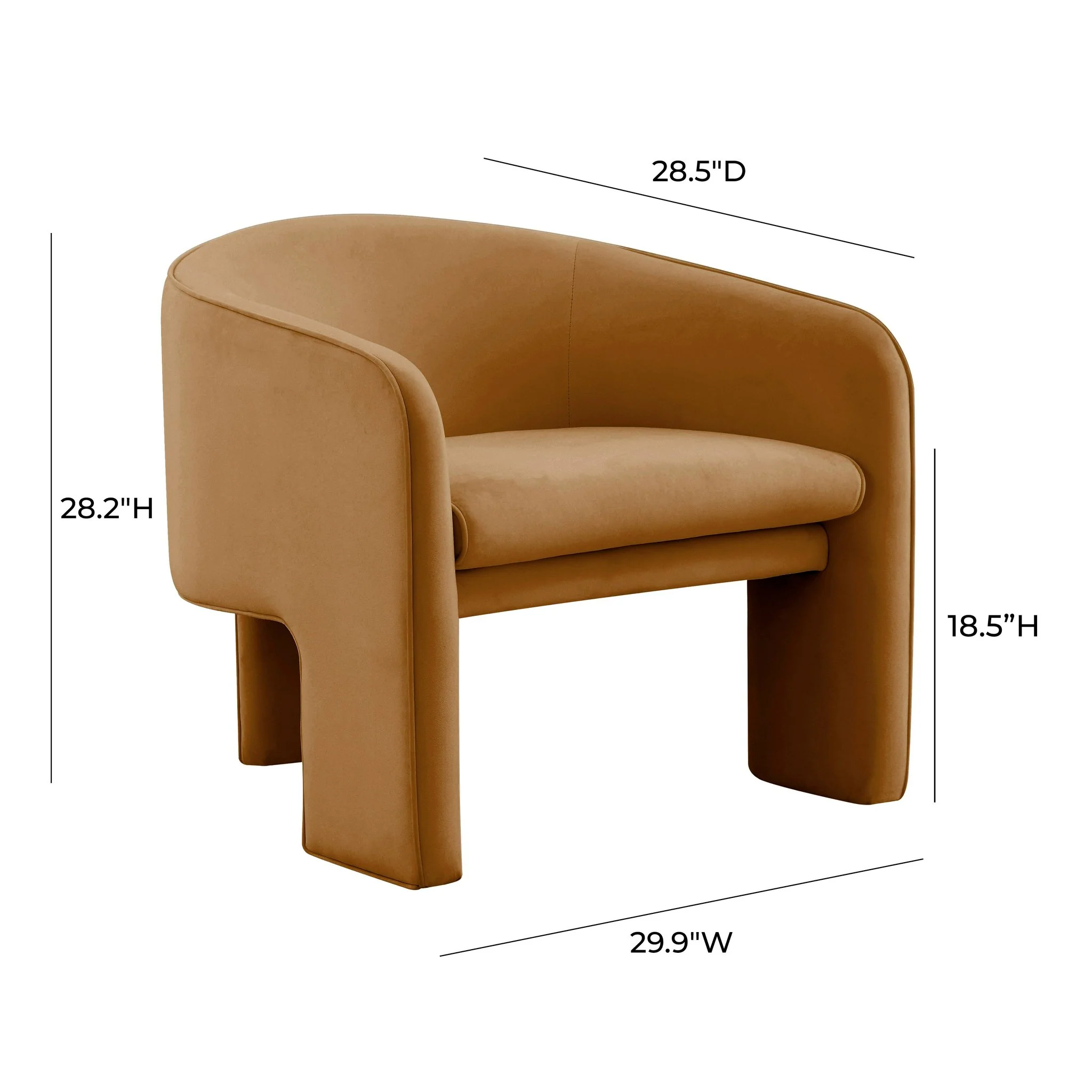 Marla Cognac Velvet Accent Chair - Image 6