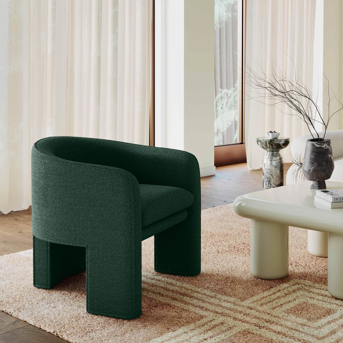 Marla Forest Green Boucle Accent Chair - Image 2