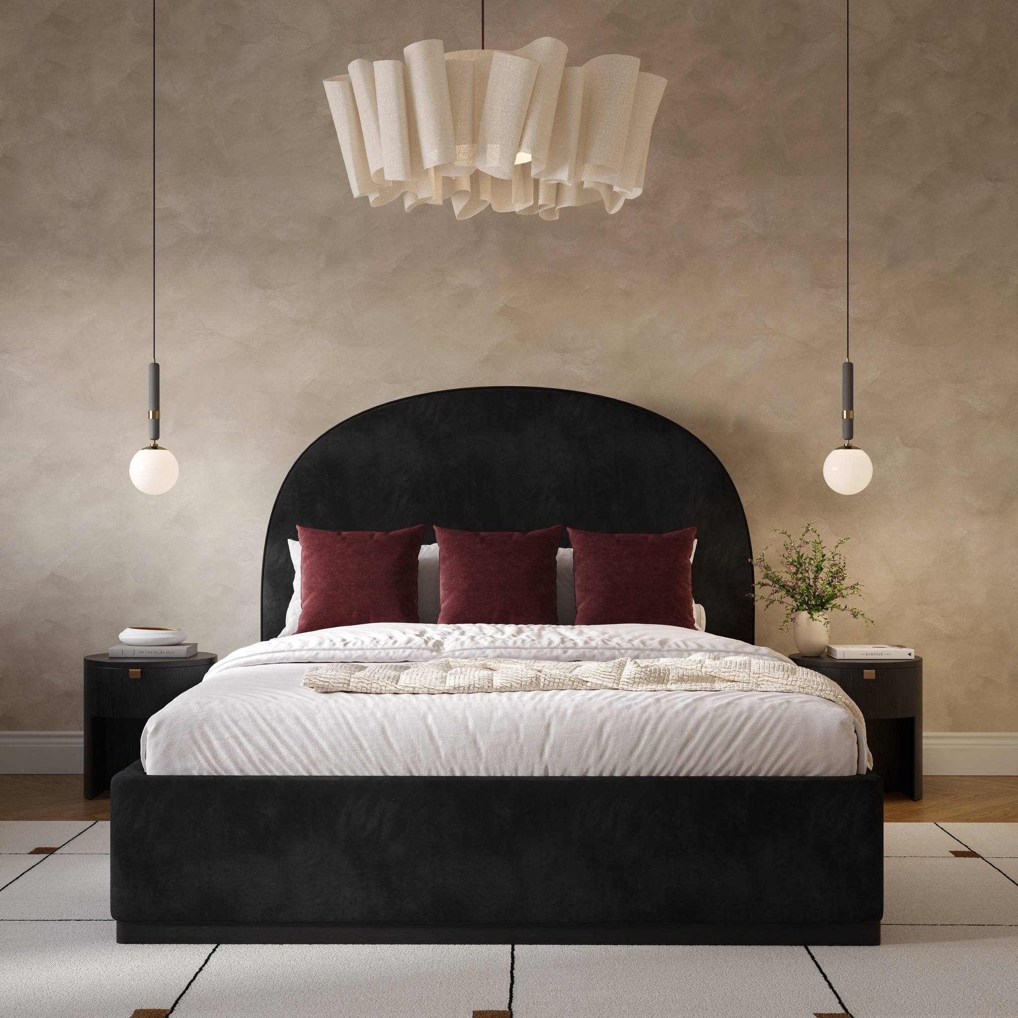 Marlow Black Velvet Queen Bed - Image 2